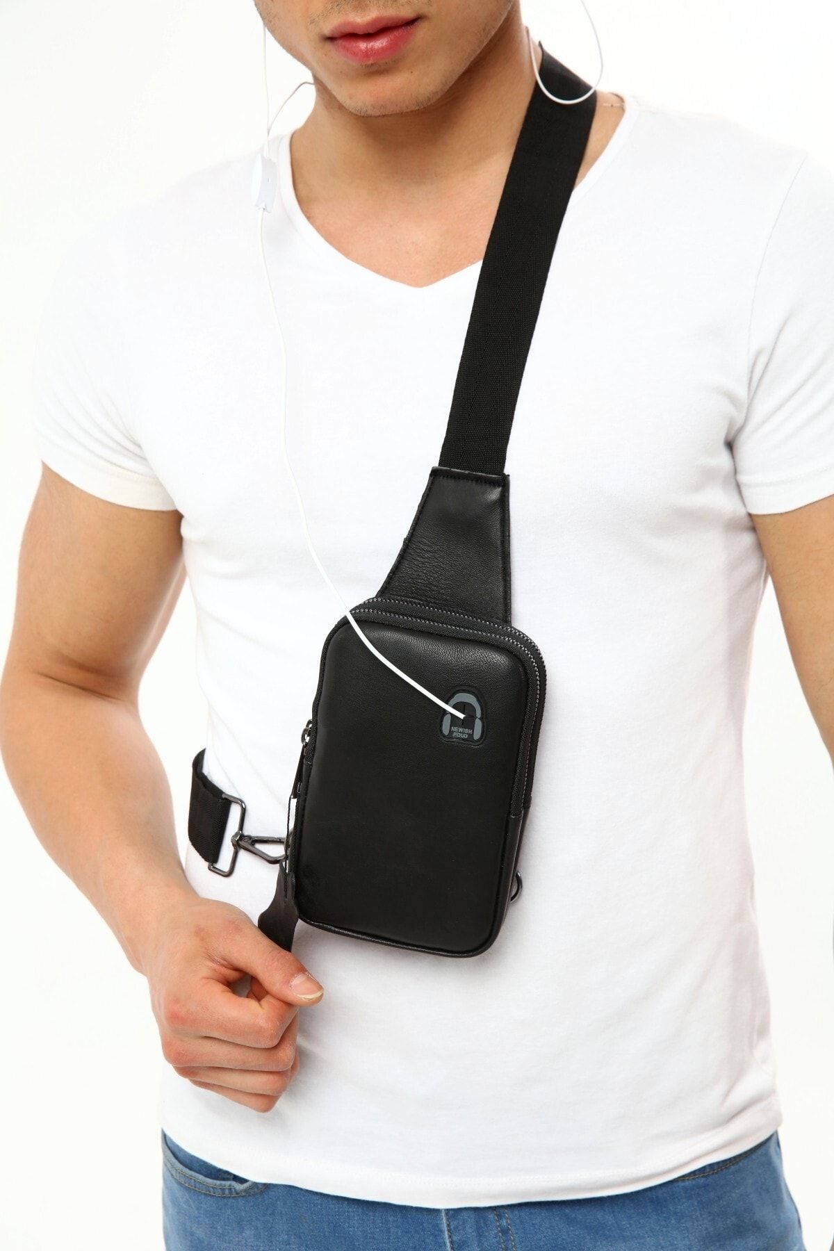 Av A Dos Unisex Hakiki Deri Çapraz Askılı Çanta Göğüs Çanta Tek Kol Omuz Çanta Günlük Bodybag