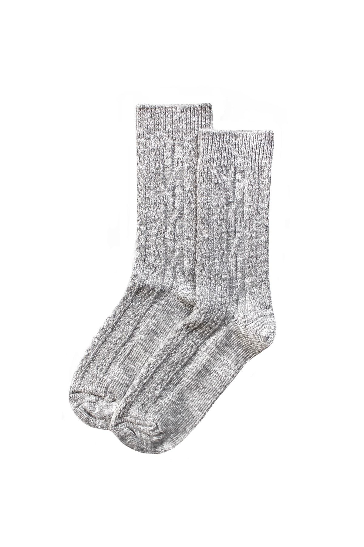 UNLIMITED LEGWEAR Kalın Kışlık Gri Örgü Desenli Viskoz Kadın Çorap