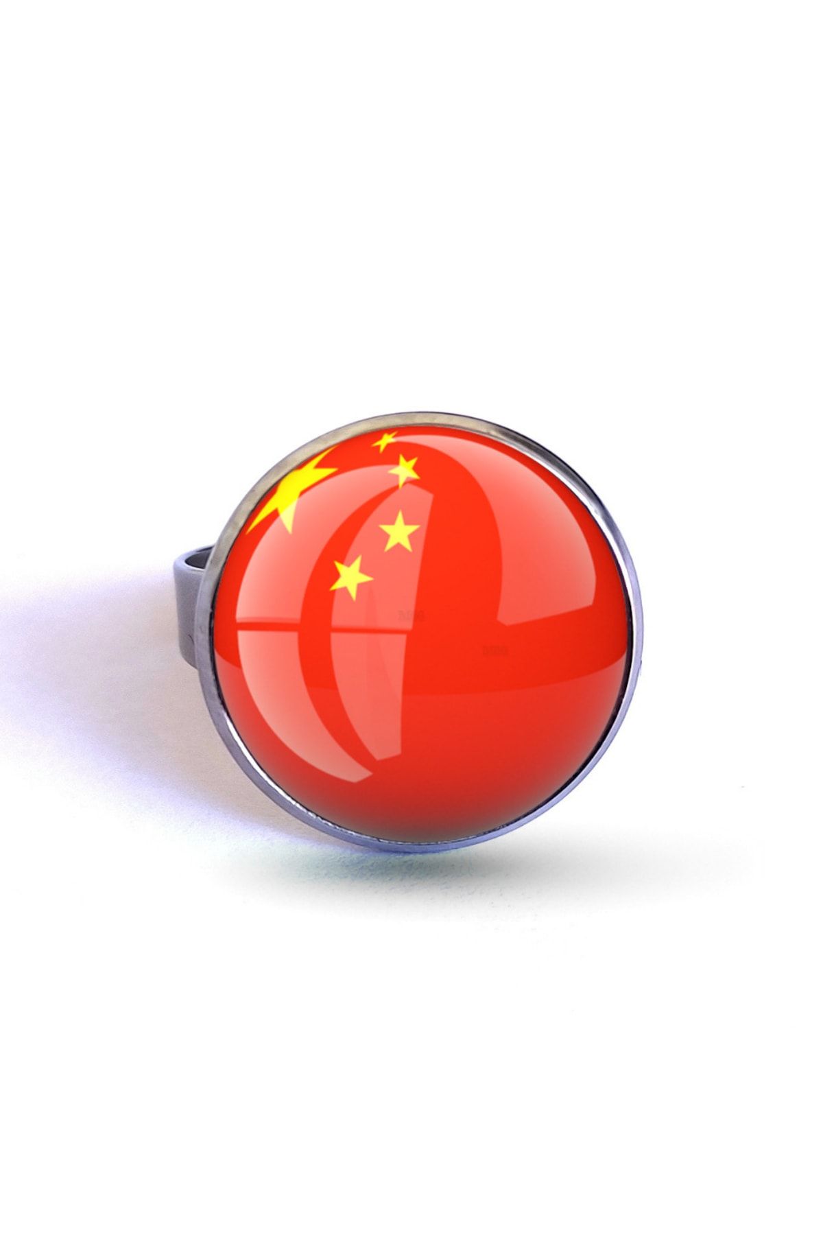 Market66 Çin Bayrağı Yüzüğü China Bayrak 316l Paslanmaz Çelik Yüzük 12-20 Ayarlanabilir