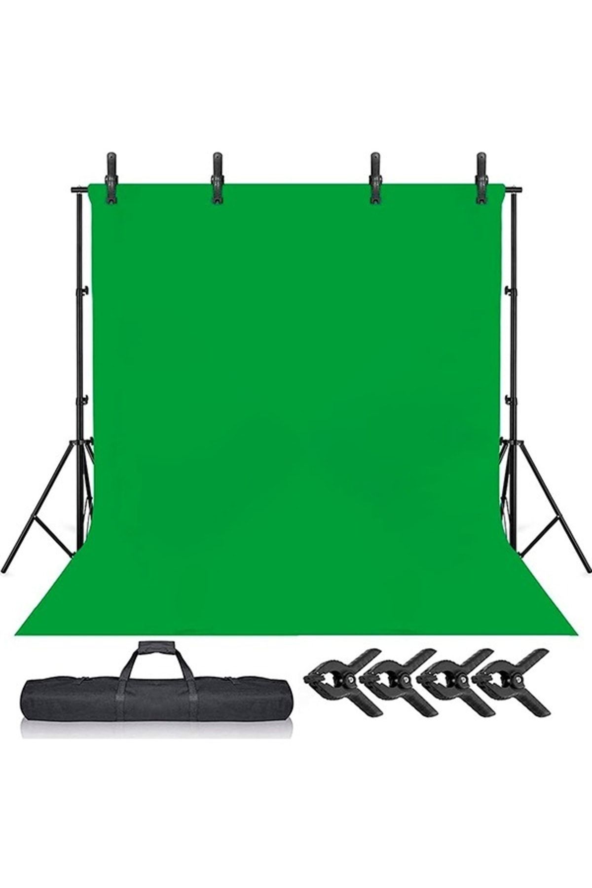 ADA GREENBOX Green Screen Greenbox Yeşil Fon Perde 2x3m  Fon Standı 4 Mandal