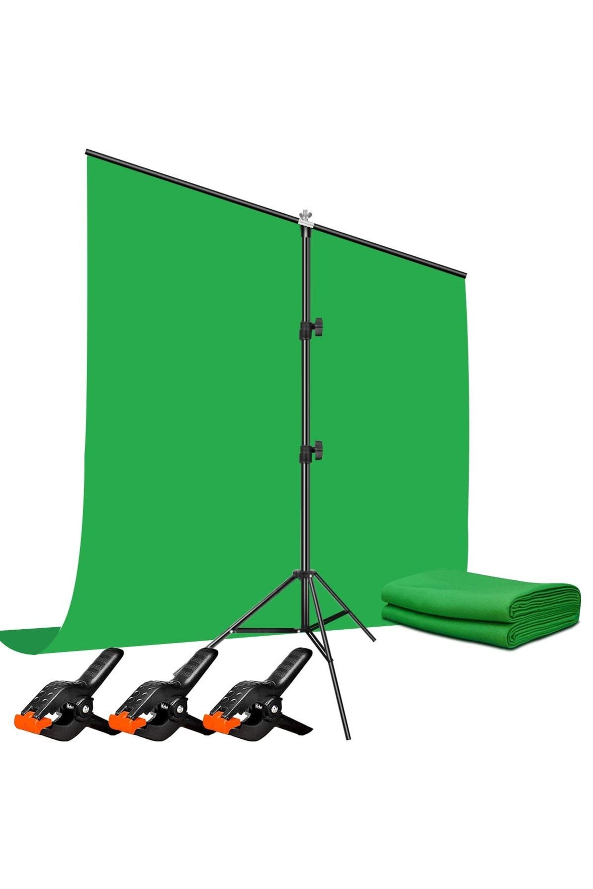 ADA GREENBOX Green Screen Greenbox Yeşil Fon Perde (1.5x2 M) + Tek Ayaklı Fon Standı + 3 Mandal