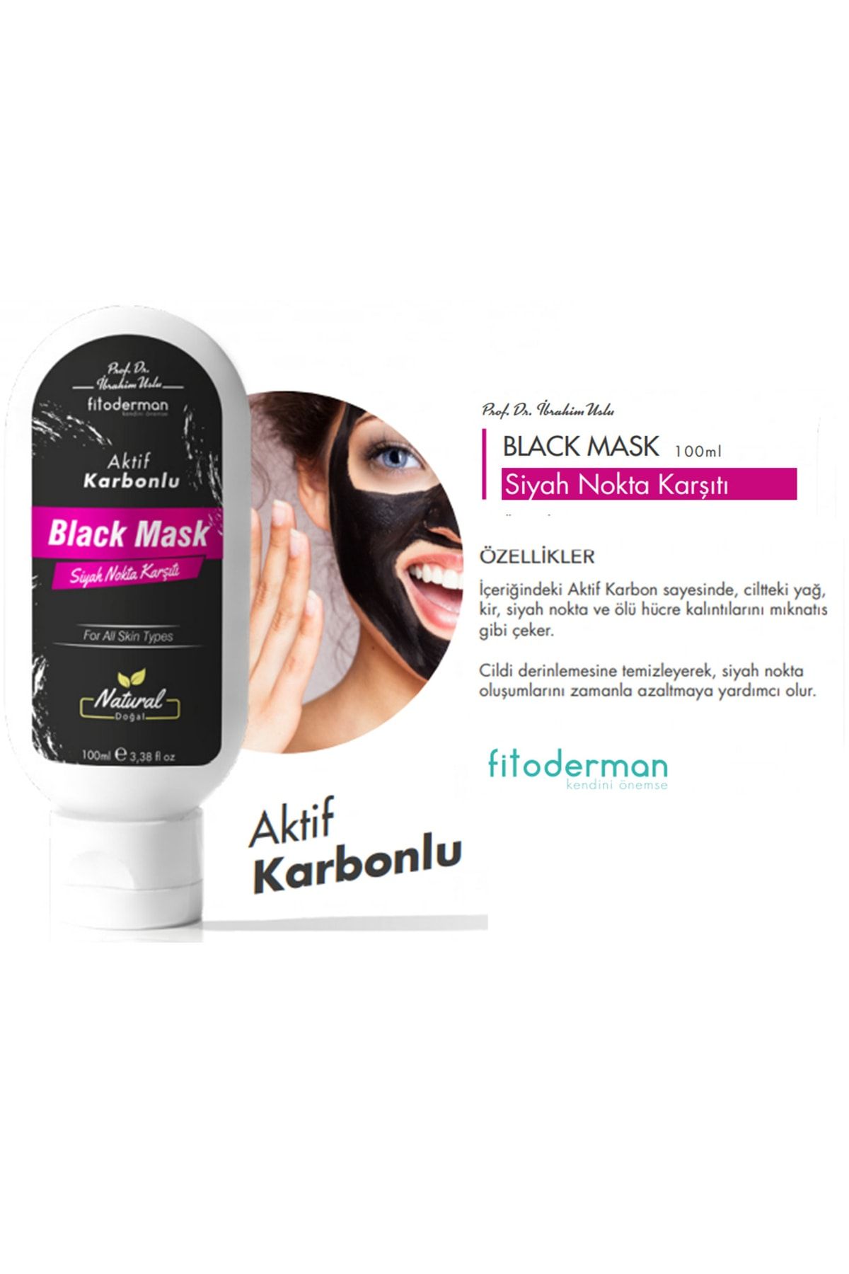 Fitoderman Siyah Nokta Önleyici & Gözenek Sıkılaştıcı Aktif Karbonlu Black Mask 100 ml