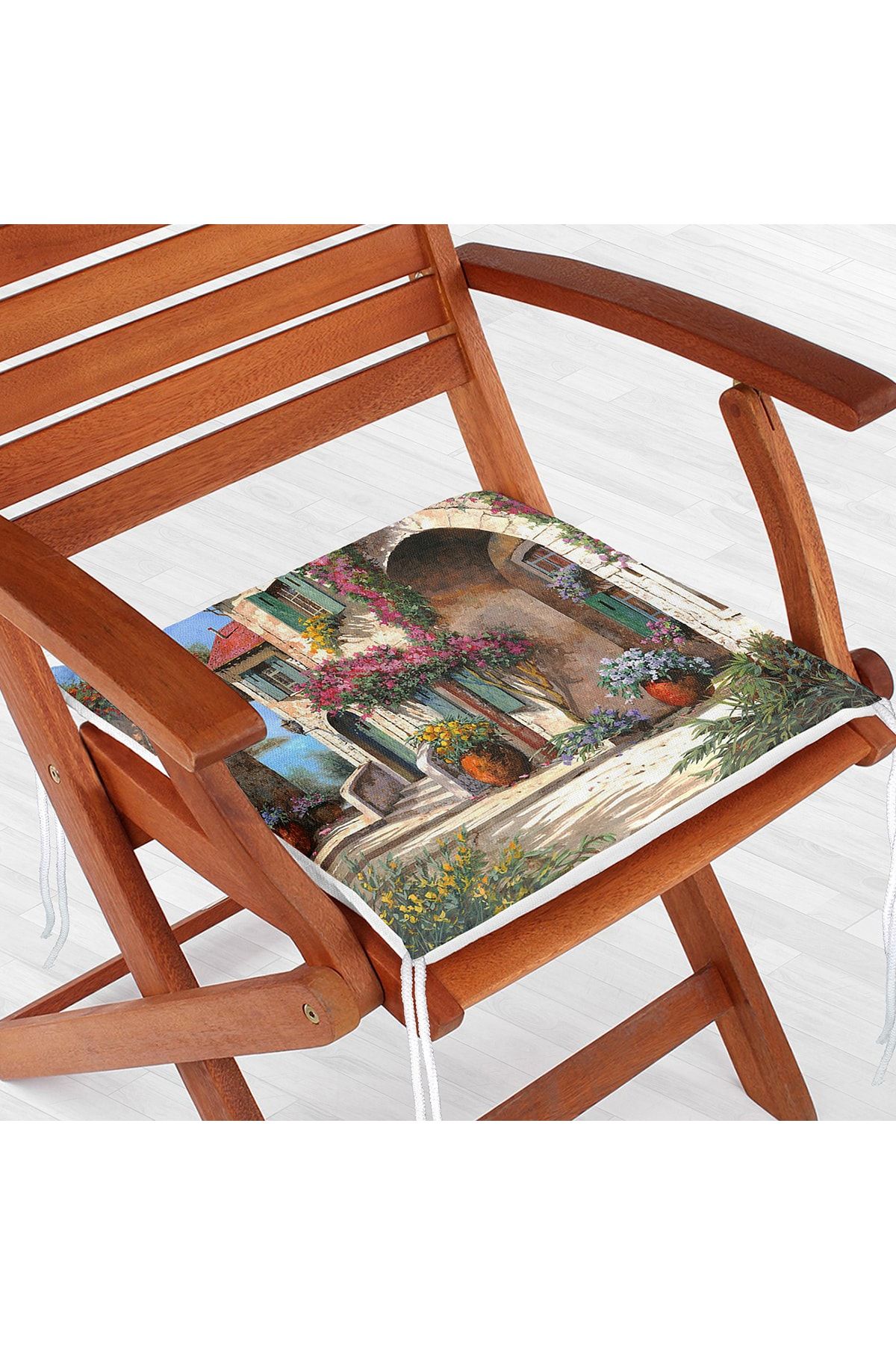 Realhomes Yağlı Boya Manzara Desenli Özel Tasarımlı Dijital Baskılı Fermuarlı Sandalye Minderi