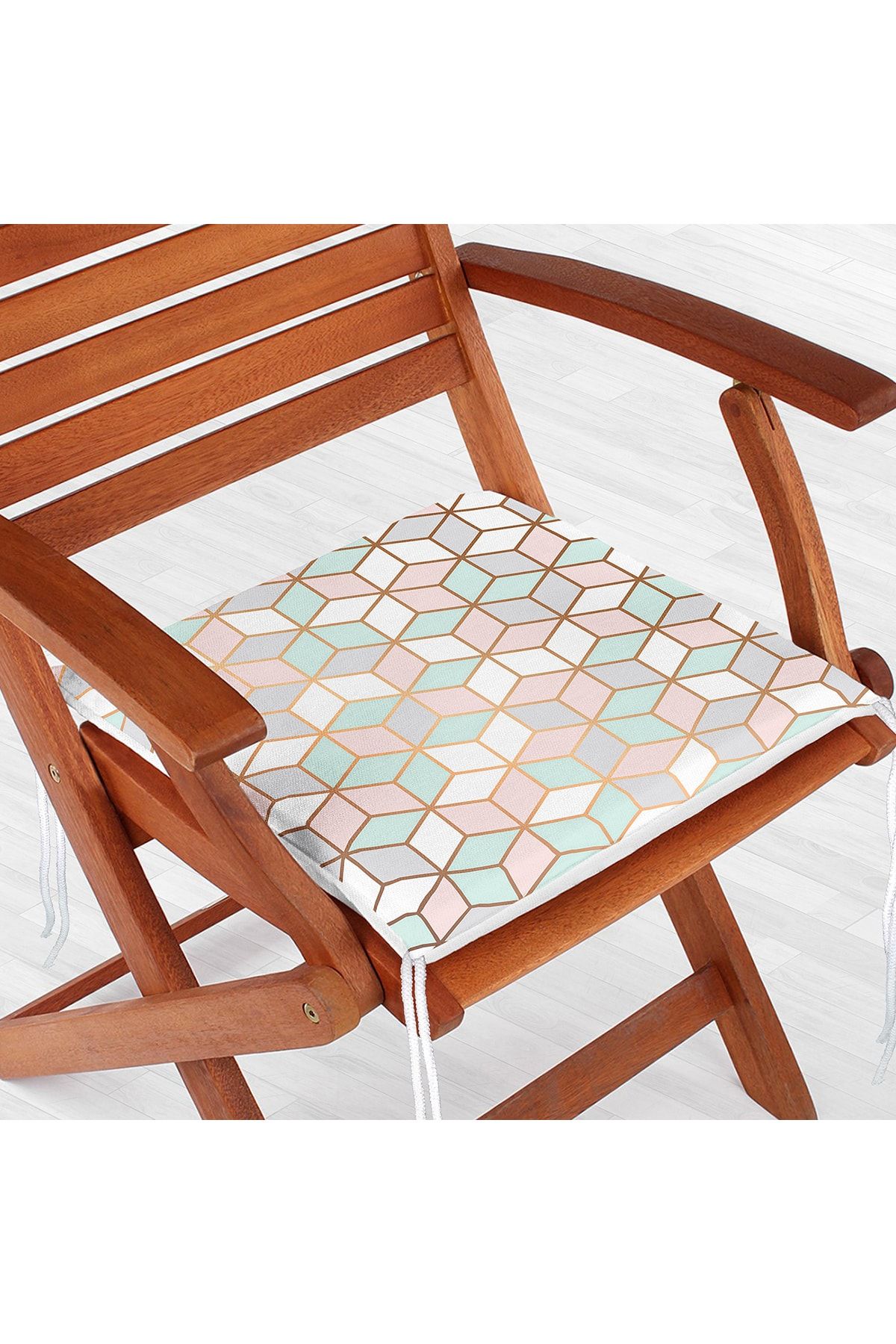 Realhomes Geometrik Desenli 3d Özel Tasarımlı Modern Fermuarlı Sandalye Minderi