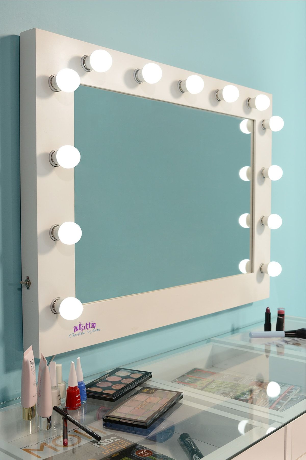 Platto Creative Works Hollywood Işıklı Kulis Makyaj Aynası 85x65cm