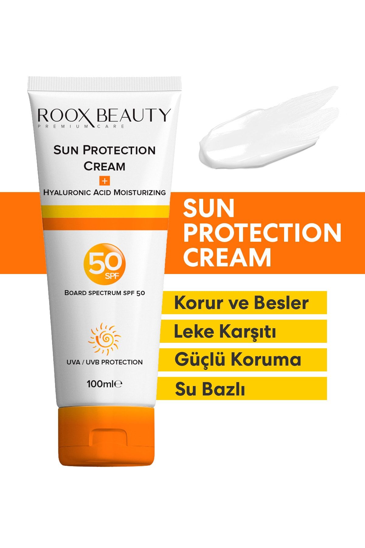 Roox Beauty Güneş Kremi Spf 50 - Yüksek Koruma - Leke Karşıtı - Aile Boyu 100 Ml