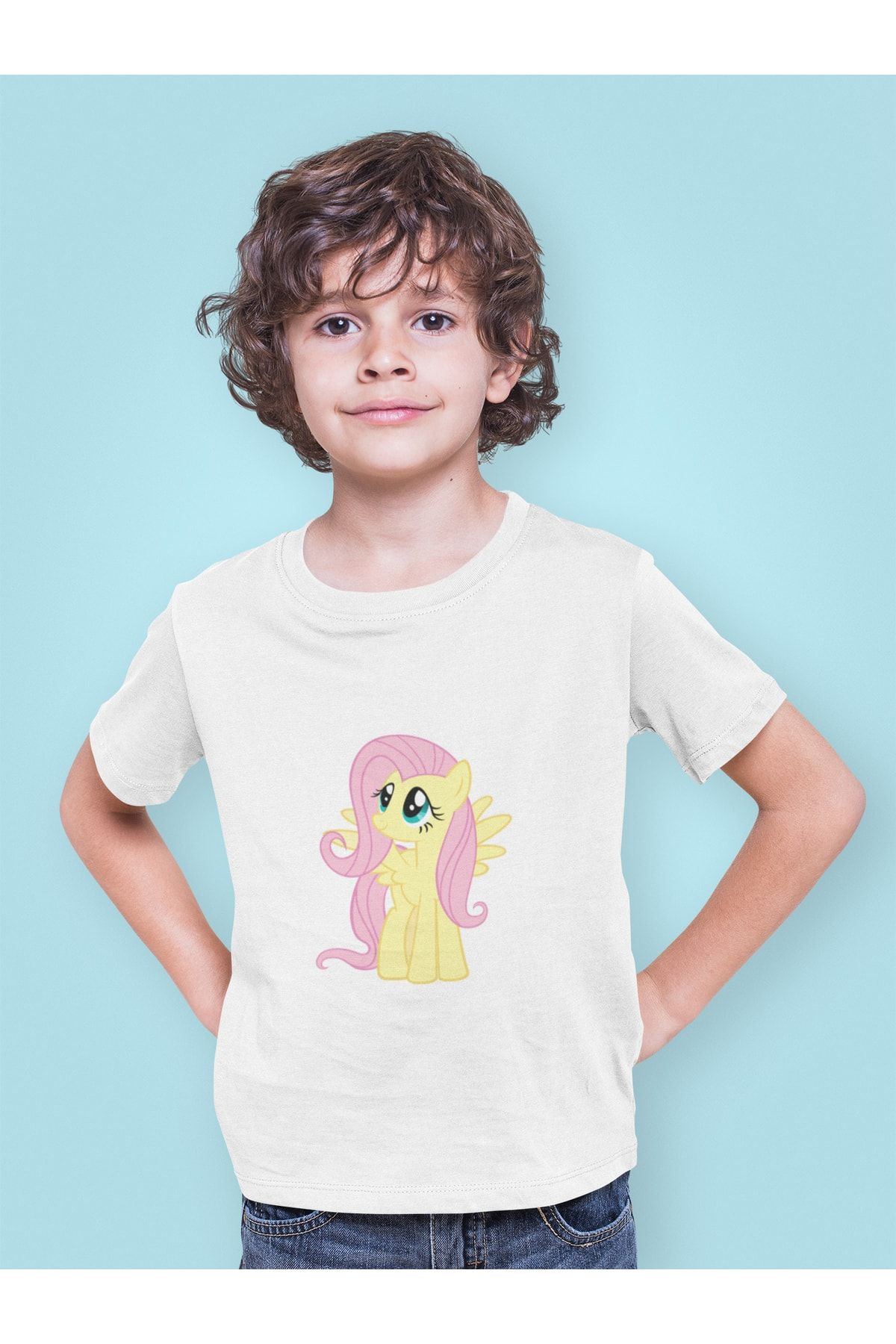Kio Tasarım My Little Pony Fluttershy Baskılı Tişört Erkek Sevgiliye Arkadaşa Hediye Doğum Günü Hediyesi T-shirt