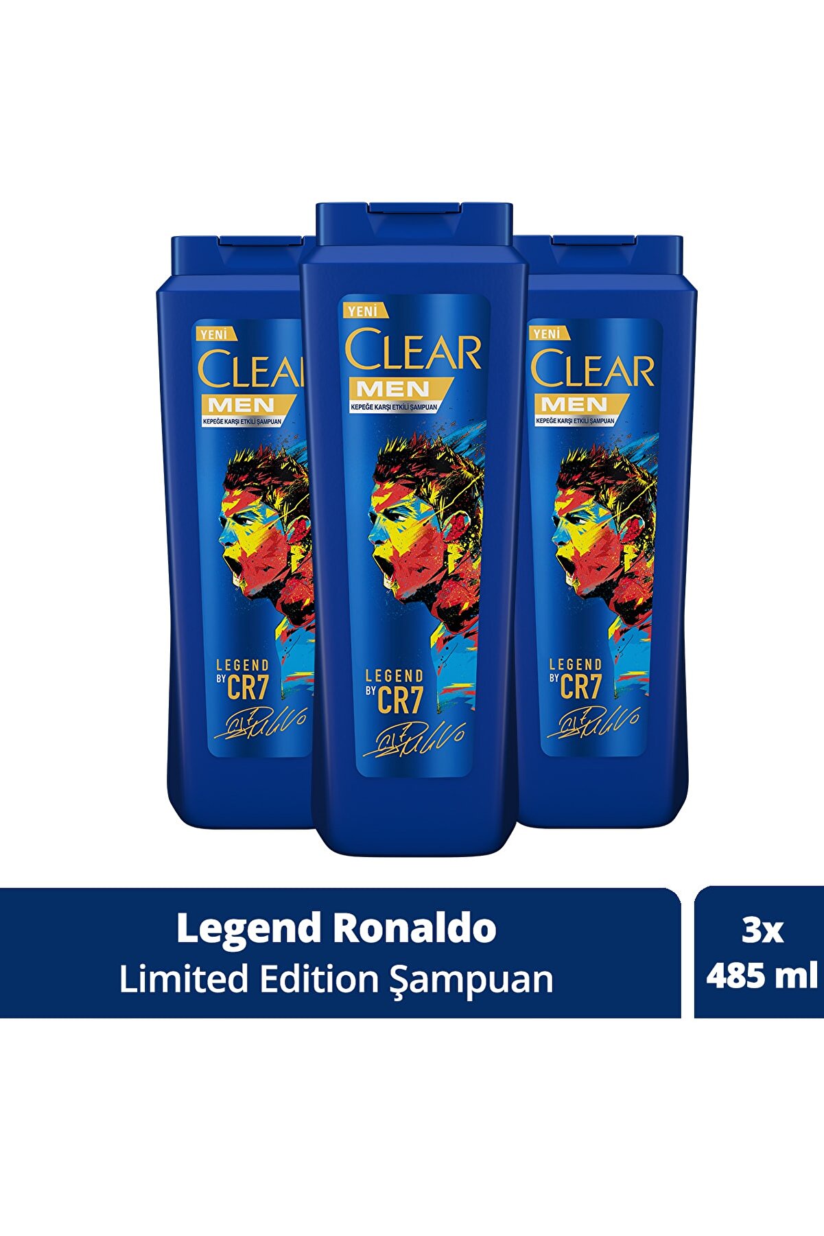 Clear Men Kepeğe Karşı Etkili Şampuan Legend Ronaldo Limited Edition 485ml x 3 Adet