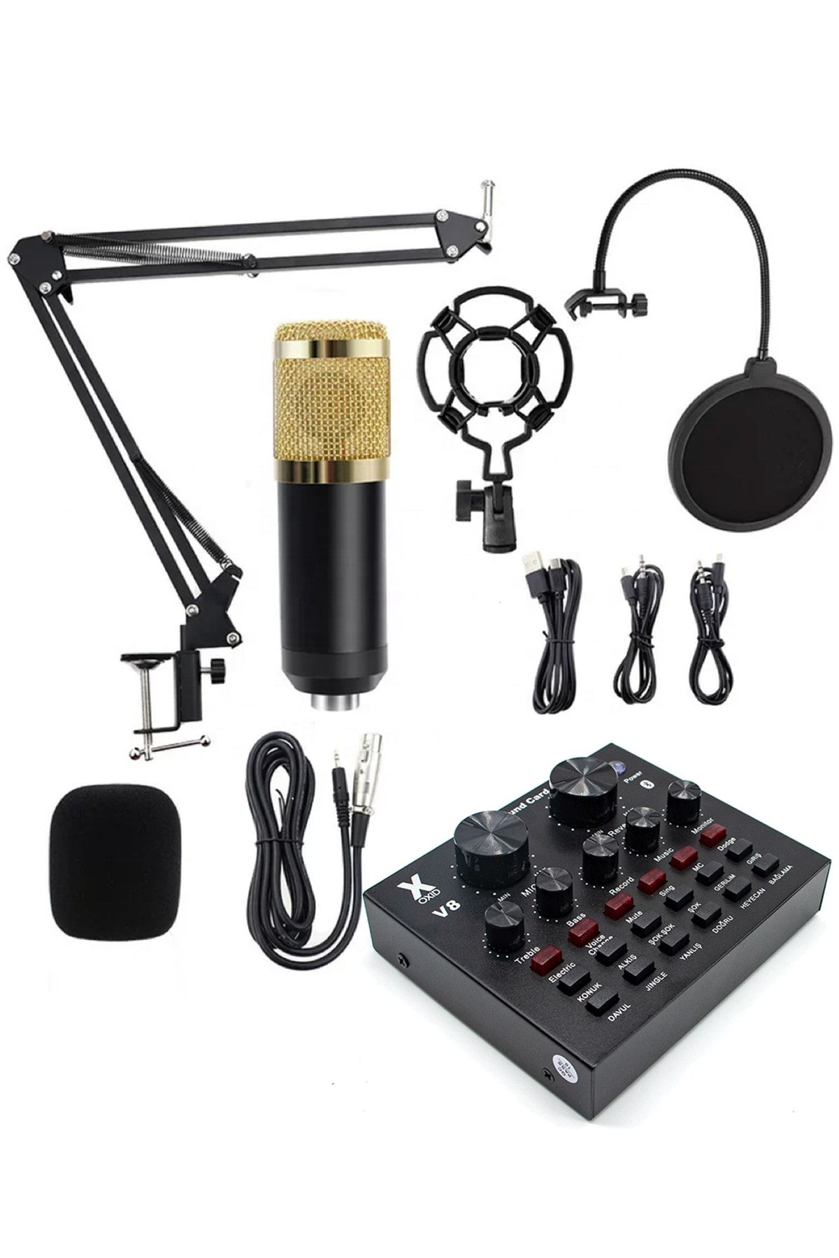 OXID V8 Ses Kartı Ve Bm800 Mikrofon Seti Gen2 Tr