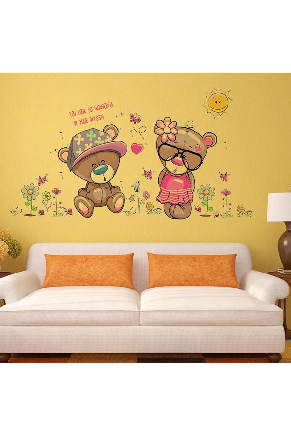 CRYSTAL KIDS Sevimli Ayıcıklar Ve Çiçekler Bebek Ve Çocuk Odası Duvar Sticker Dekoru