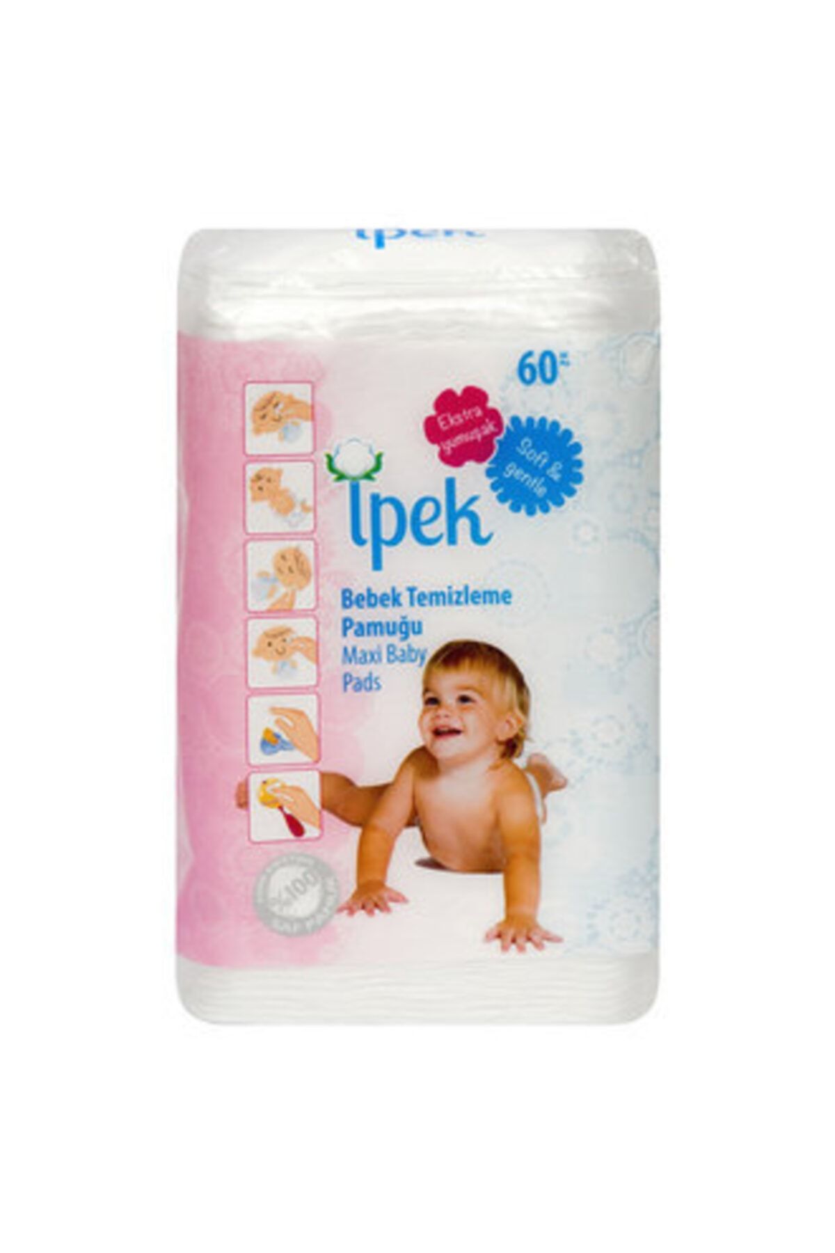 İpek Maxi Bebek Temizleme Pamuğu 60 Lı 3 Paket