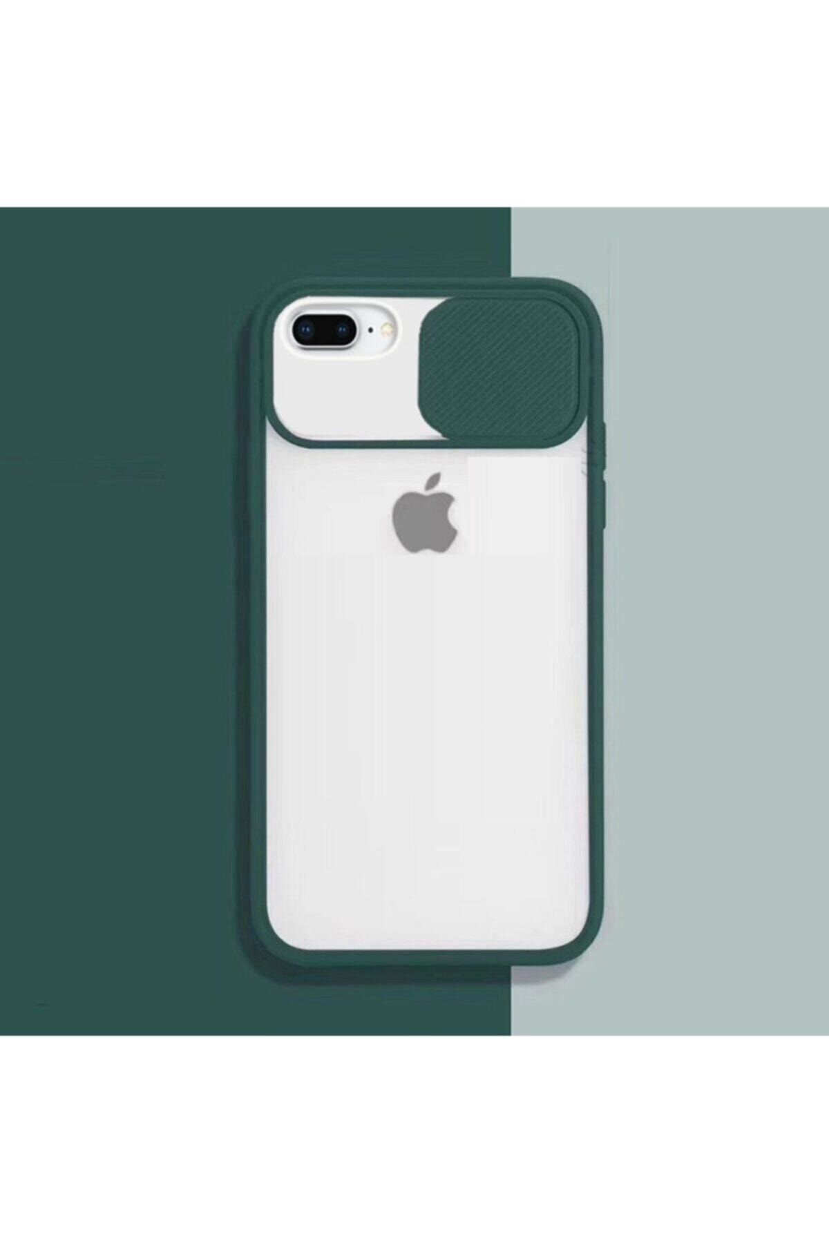 Fibaks iPhone 8 Plus Kılıf Slayt Sürgülü Kamera Korumalı Renkli Silikon