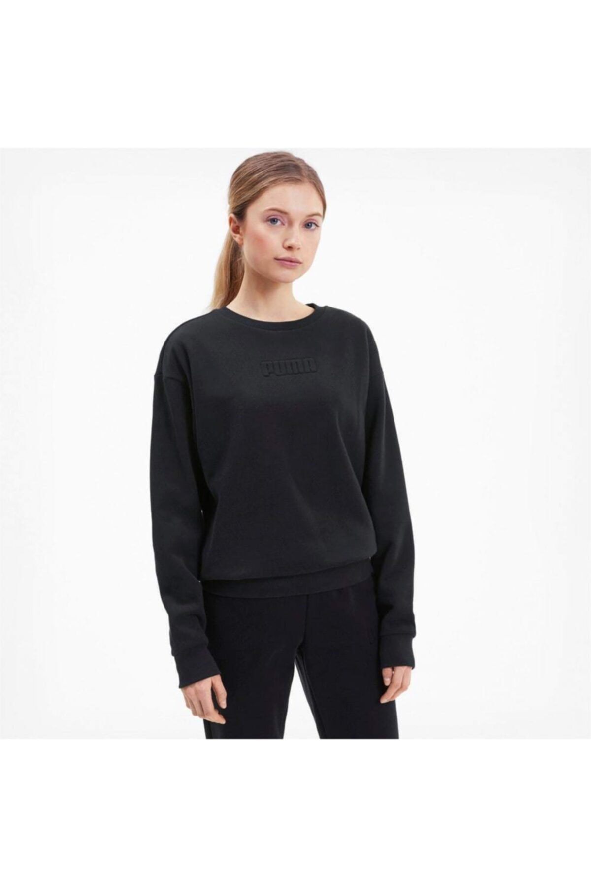 Puma MODERN BASICS CREW FL Siyah Kadın Sweatshirt 101119452