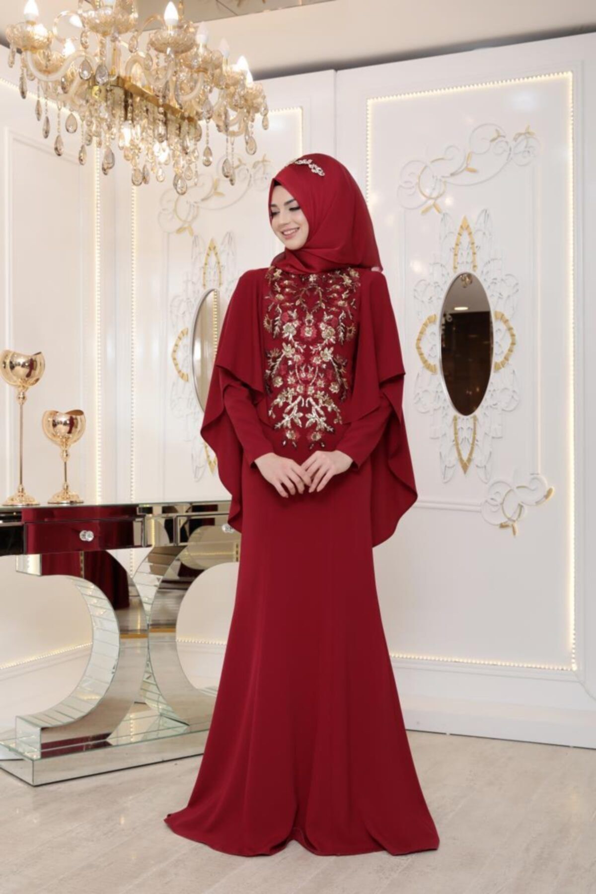 PINAR ŞEMS Kadın Bordo Erva Abiye Elbise