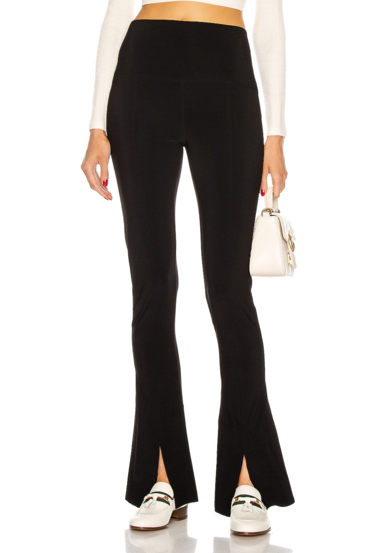 By Umut Design Kadın Siyah Yırtmaçlı Yüksek Bel Pantolon