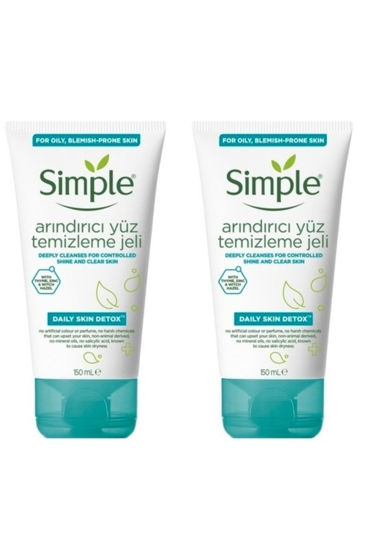 Simple Daily Skin Detox Arındırıcı Yüz Temizleme Jeli 150 ml X 2 7777777177440