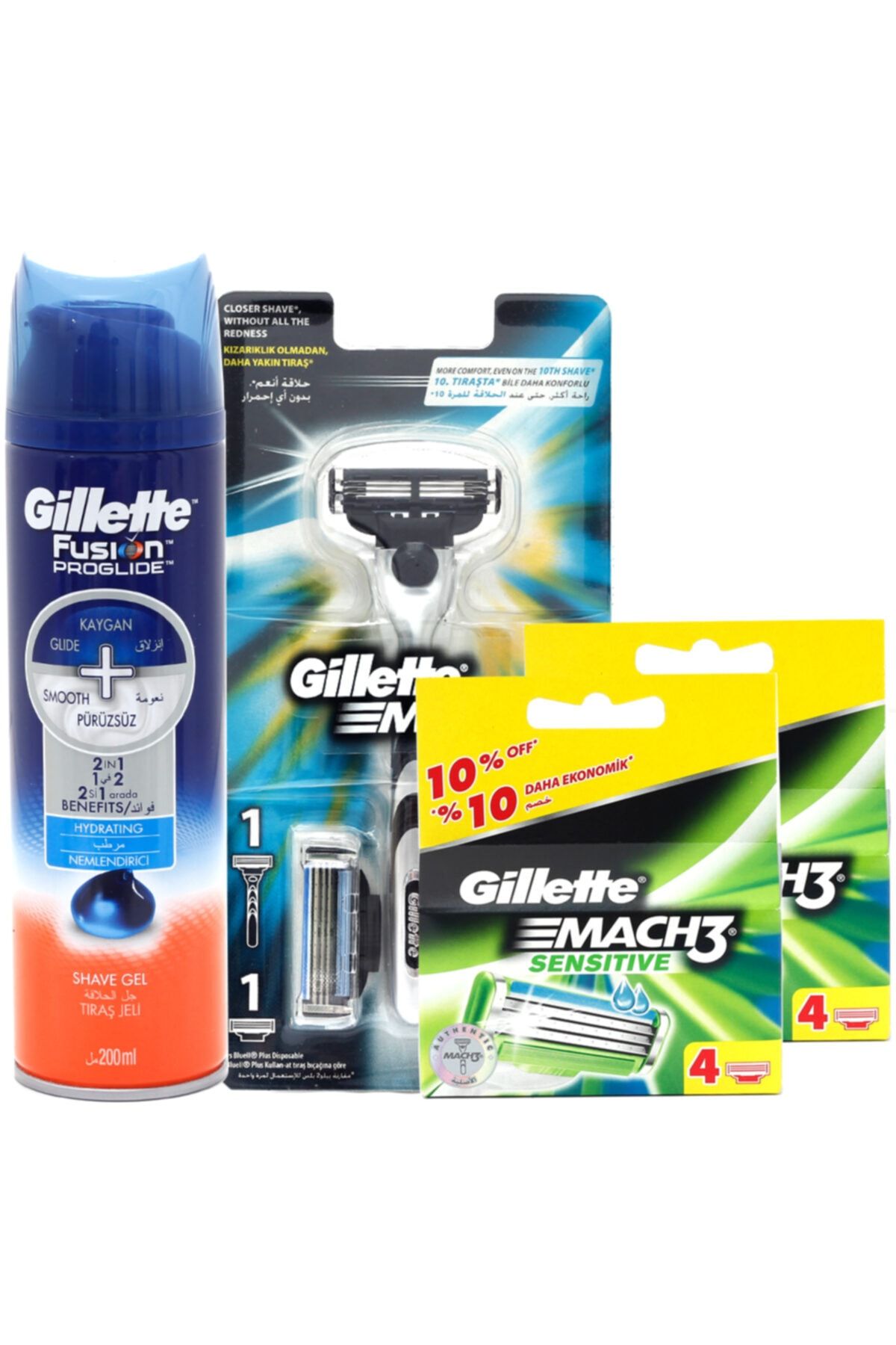Gillette Mach 2 Up+sensitive 8'li Yedek+200 ml Proglide Gel