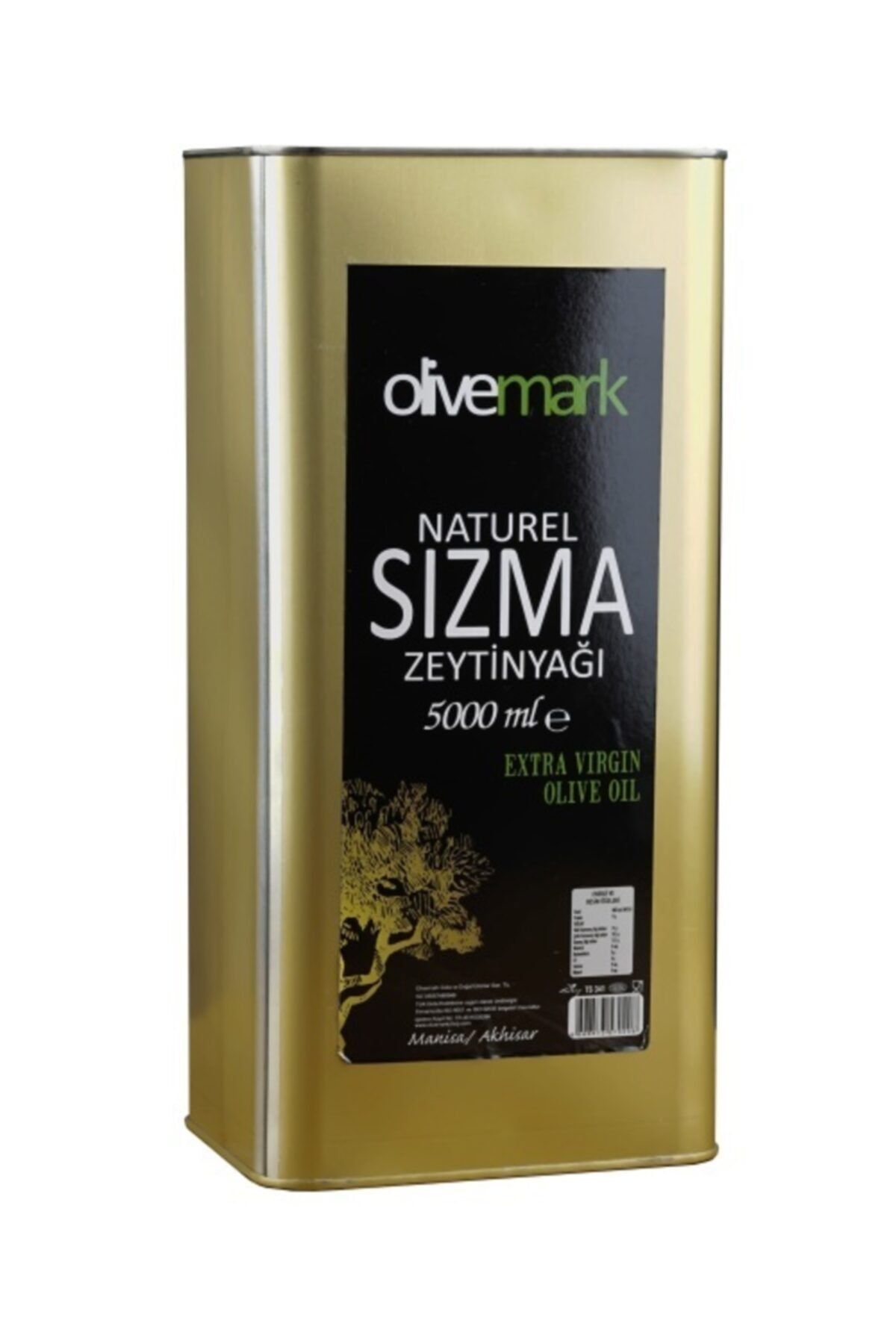 olivemark Soğuk Sıkım Naturel Sızma Zeytinyağı Teneke 5l