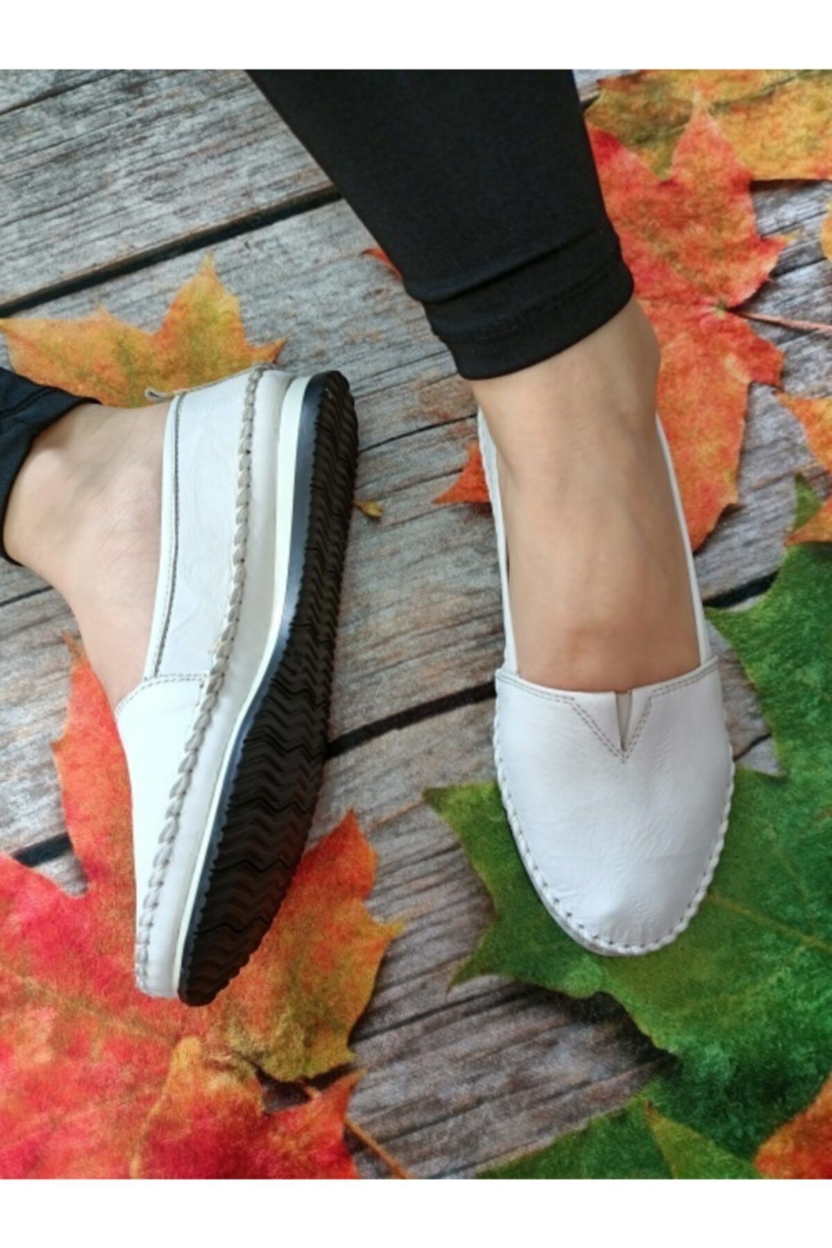 ORÇUN SHOES %100 Deri Beyaz Ortopedik Günlük Kadın Ayakkabısı