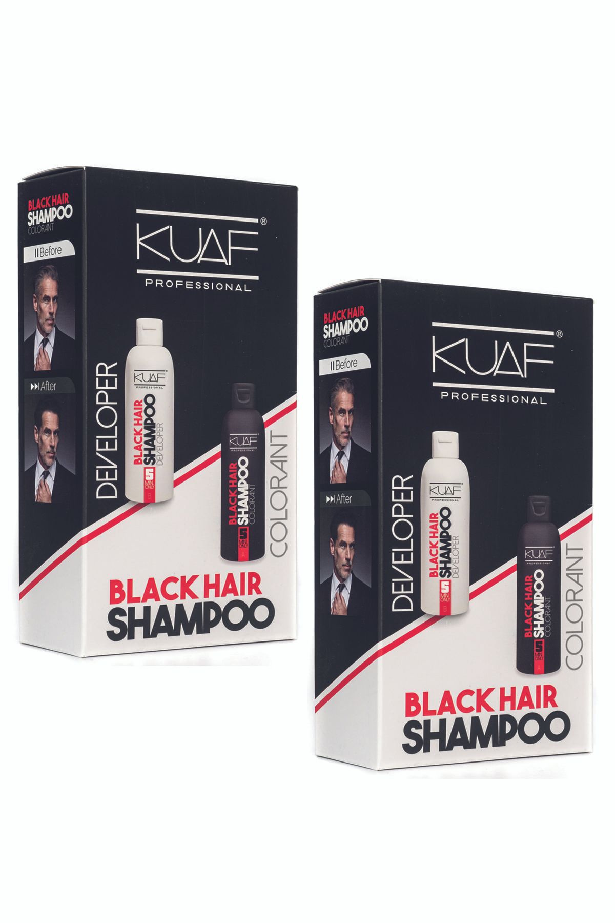 Kuaf Beyaz Saç Sakal Giderici Siyah Şampuan Set - Black Hair Shampoo 2x500ml