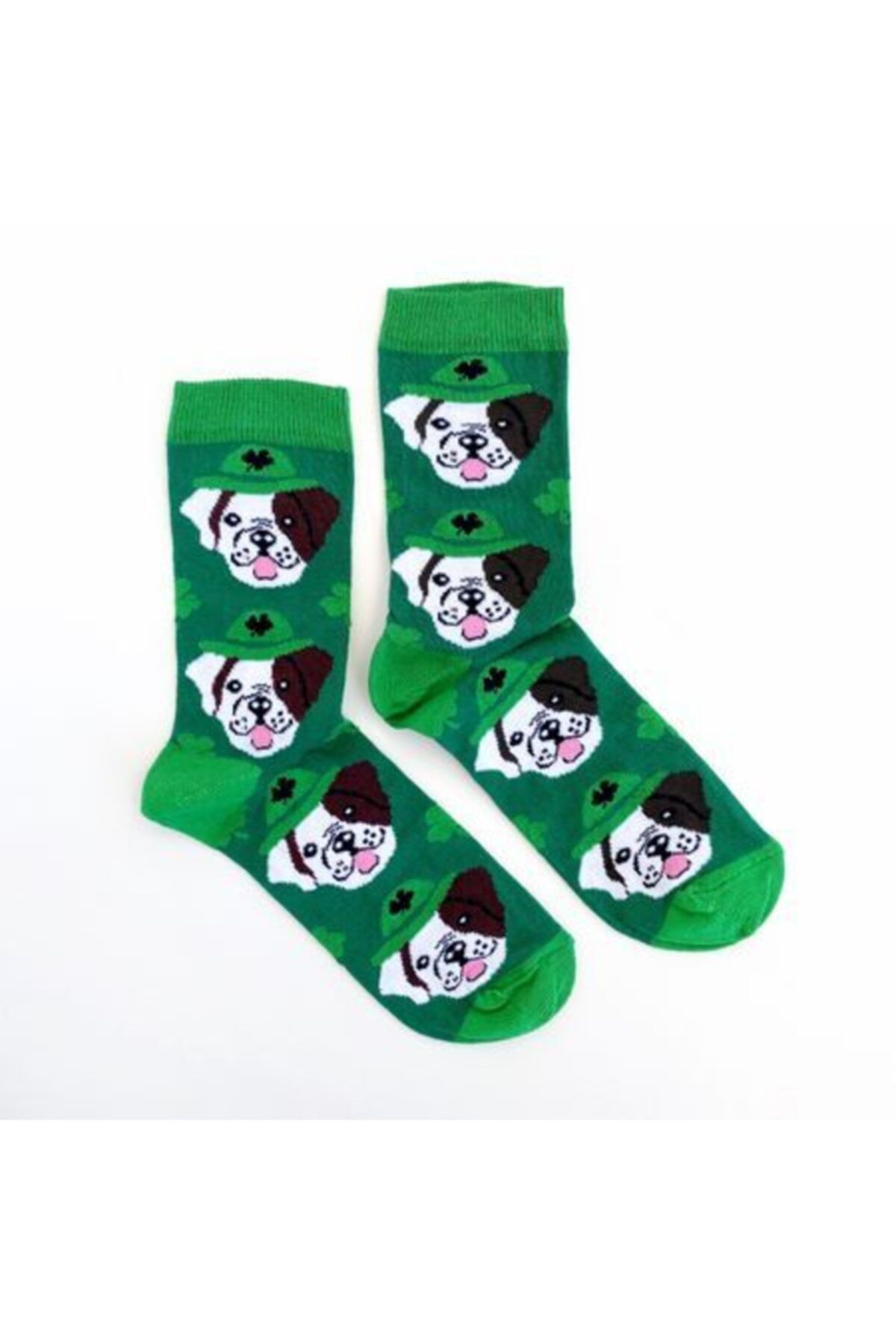 Bikutumutluluk Hediyelik - N303 - Yeşil Beyaz Köpek Çorap
