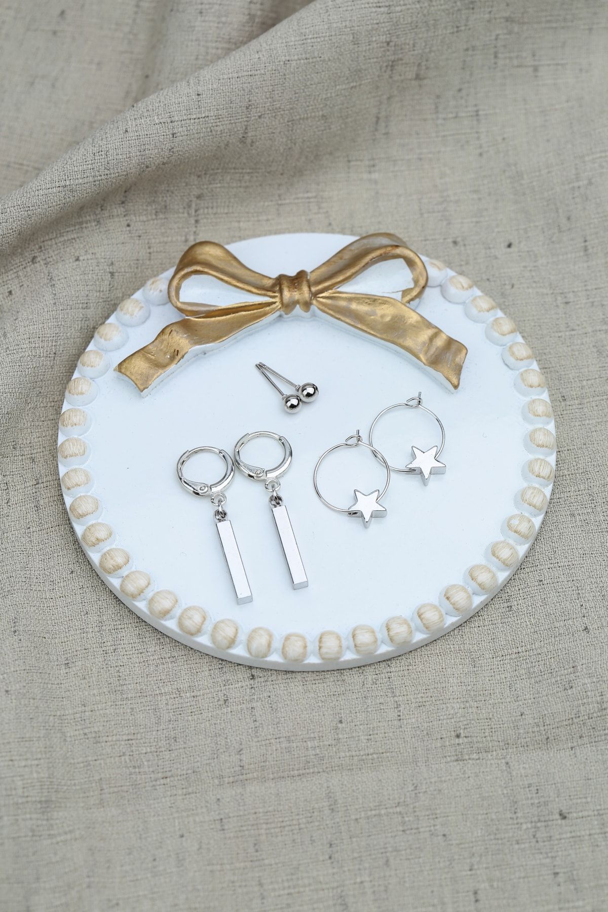 Vilma Aksesuar Yıldız Ve Çubuk Var Model 6 Lı Set Küpe