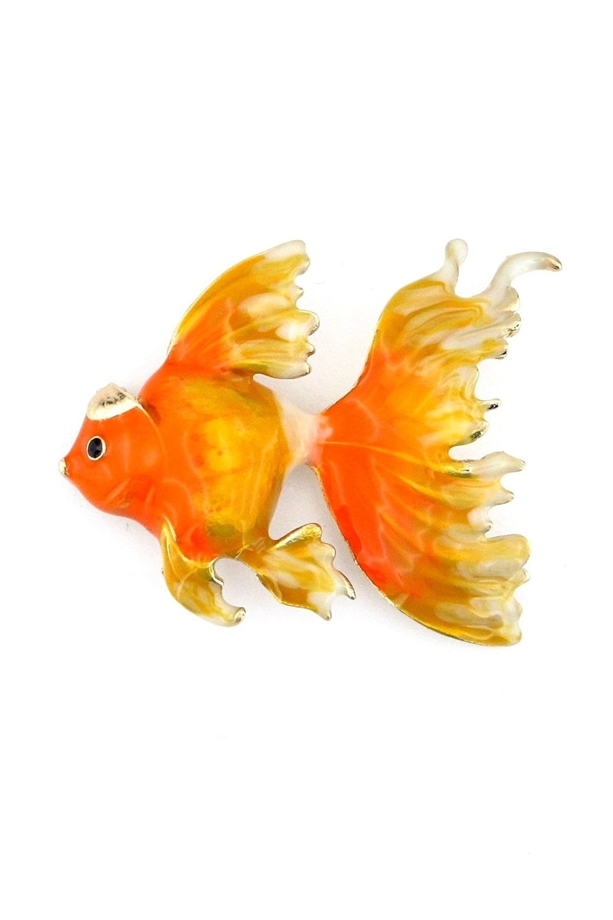 Solfera Japon Balığı Gold Fish Balık Büyük Boy Metal Broş Rozet Pin Rz046
