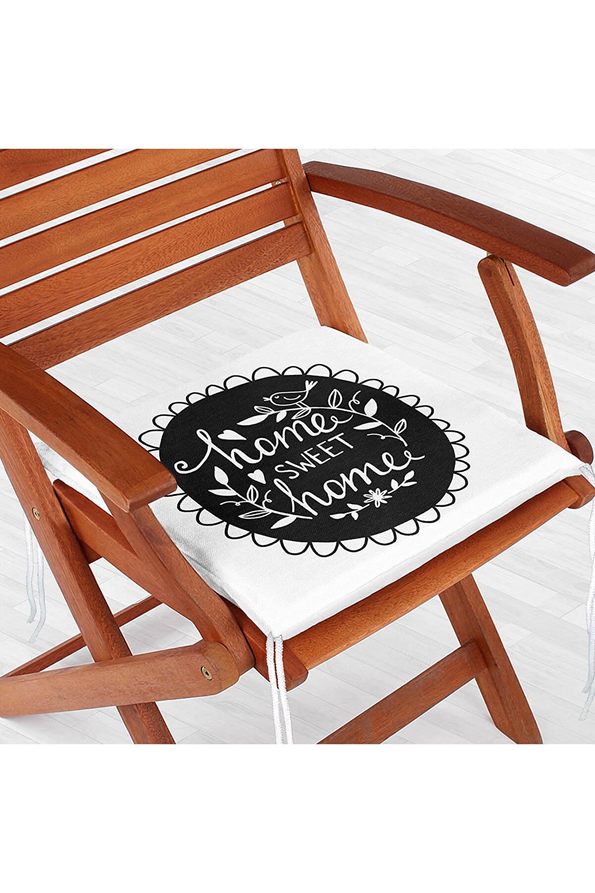 Realhomes Home Sweet Home Yazılı Özel Tasarımlı Dijital Baskılı Modern Fermuarlı Sandalye Minderi