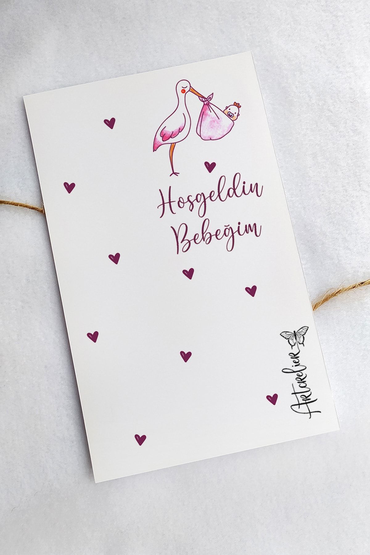 Artcrelier Hoşgeldin Bebeğim Hediye Kartı / Baby Shower Kartı / Makrome Kartı 6 adet