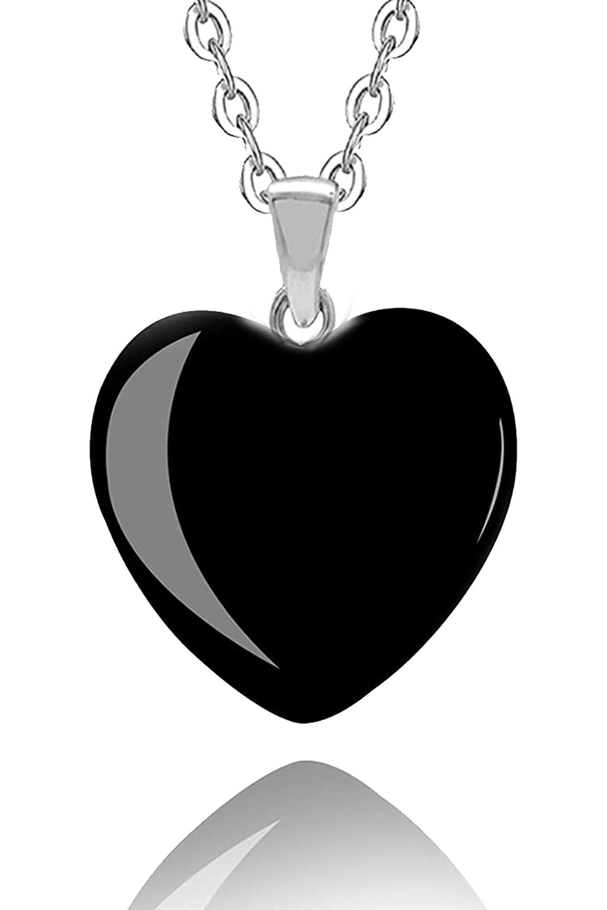 Tesbih Atölyesi Sertifikalı Kalp Model Gerçek Obsidyen Taşı Kolye