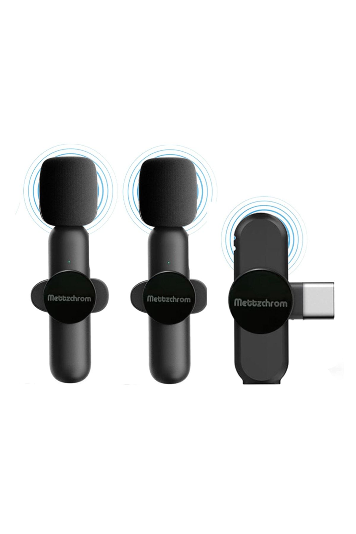 Mettzchrom Iphone 15-15pro-15promax Kablosuz Yaka Mikrofonu 2'li Yaka Mikrofon Type-c