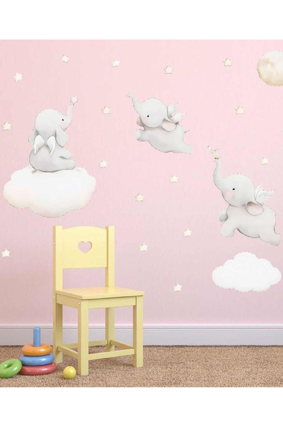 UAT Products Sevimli Filler Bulutlar Ay Ve Yıldızlar Çocuk Bebek Odası Sticker Seti