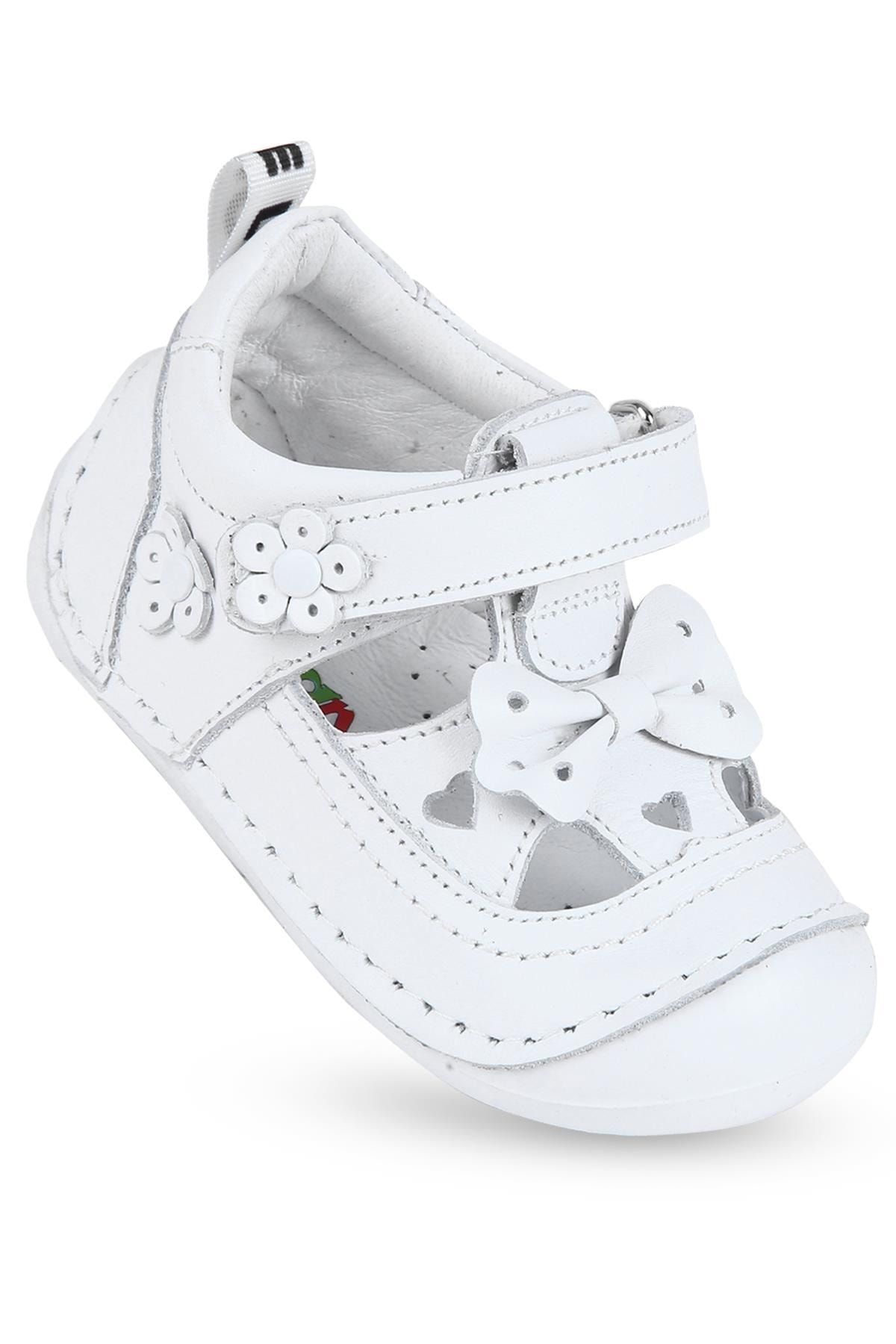 KAPTAN JUNIOR Ilkadım Hakiki Deri Kız Bebek Çocuk Ortopedik Ayakkabı Patik Imsk 601 B-beyaz