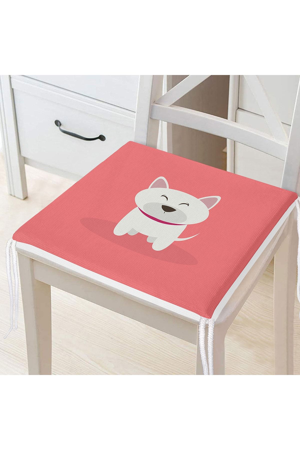 Realhomes Köpek Desenli Dijital Baskılı Modern Fermuarlı Sandalye Minderi