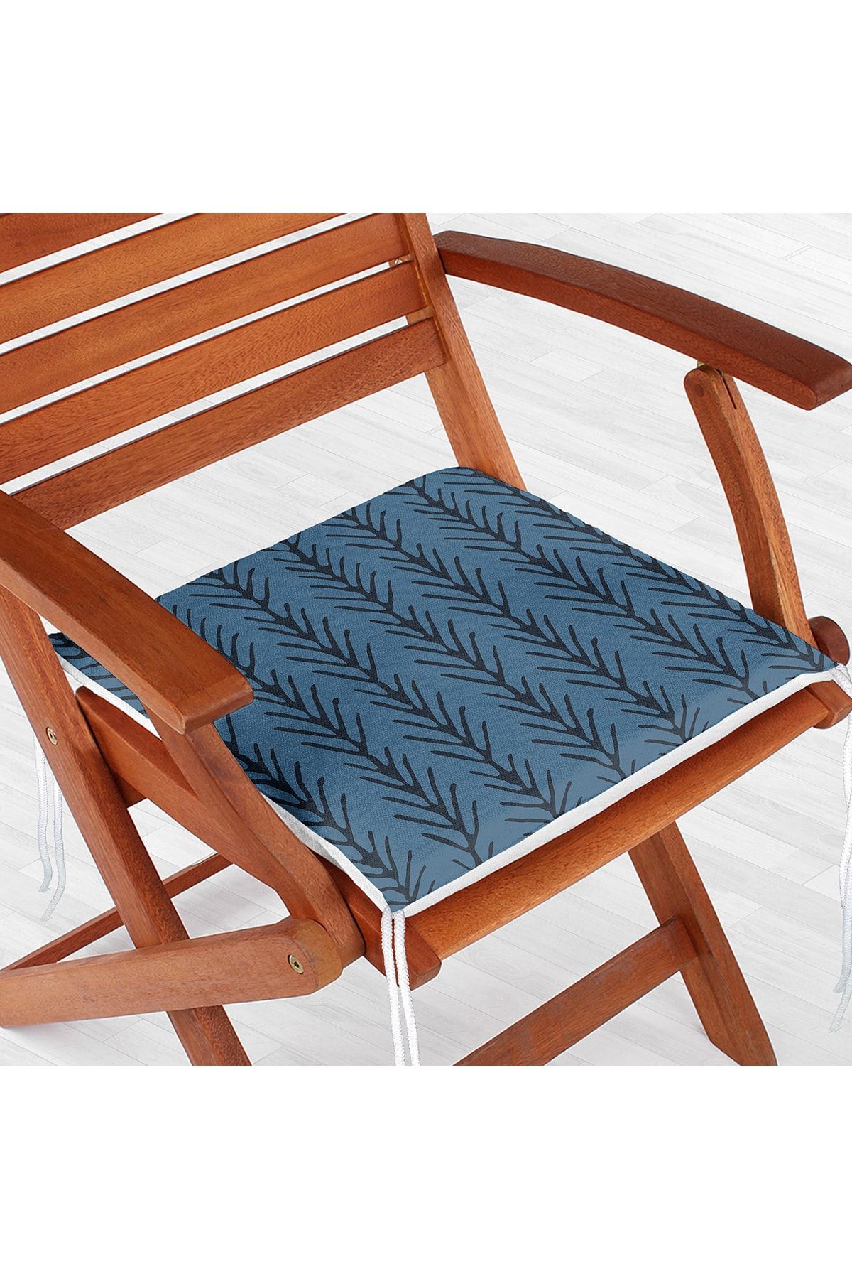 Realhomes Lacivert Mavi Ebru Sanatı Dijital Baskılı Modern Fermuarlı Sandalye Minderi