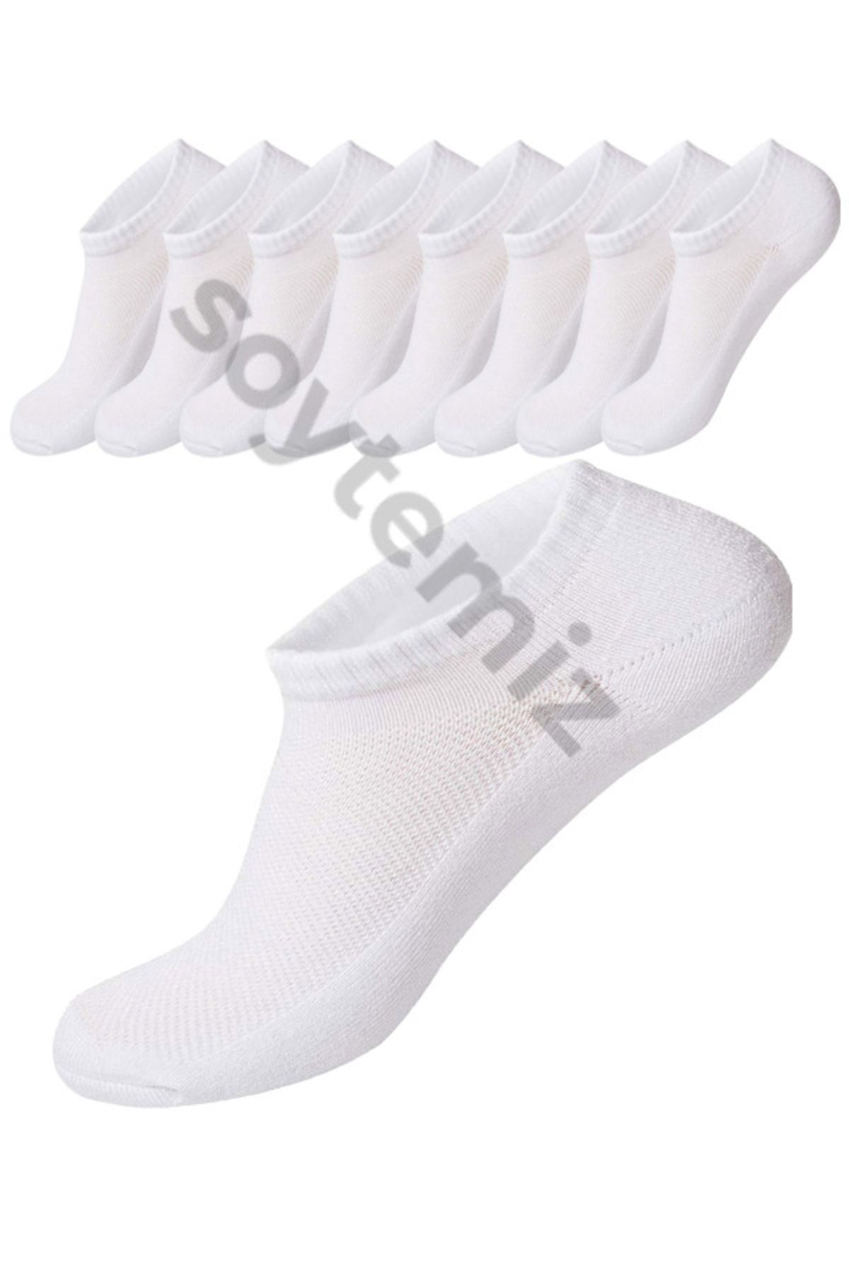 SOYTEMİZ Unisex Beyaz Cotton Sneaker Spor Çorap 8 Çift