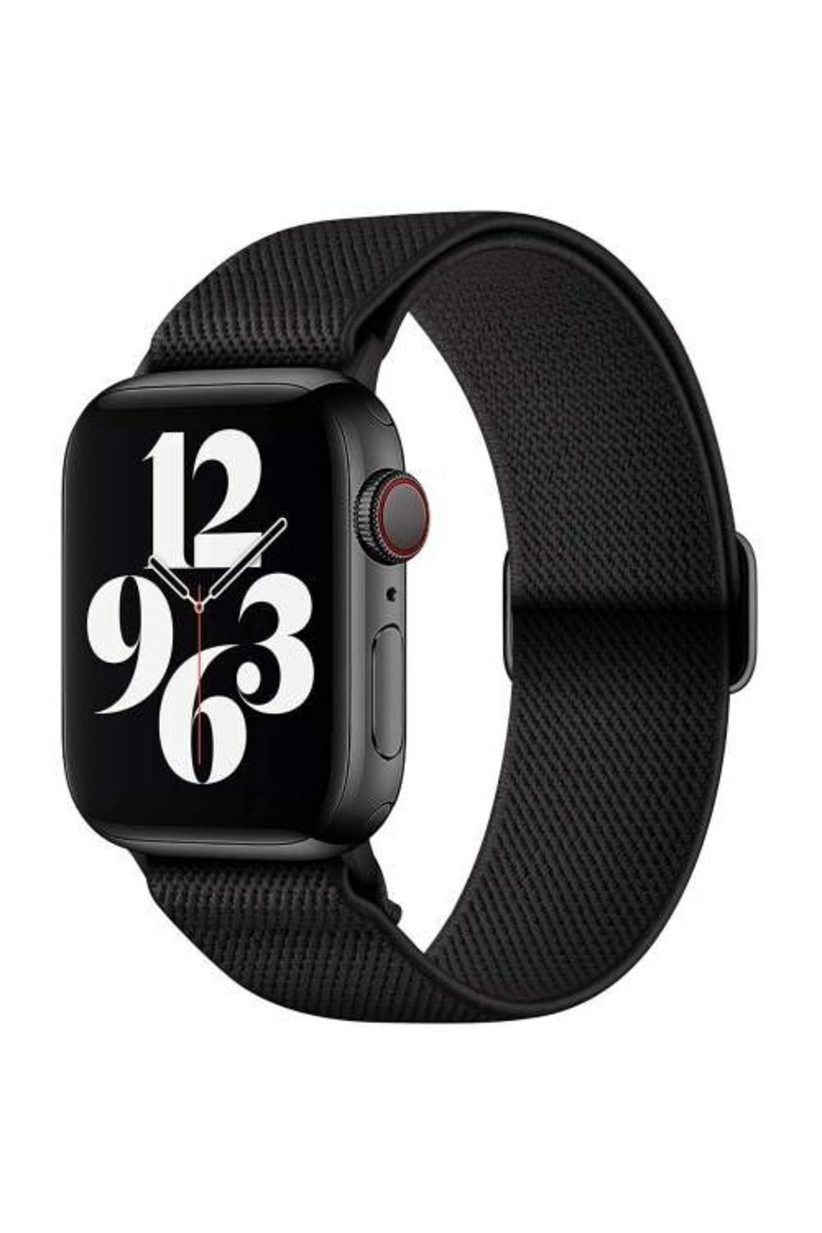 Forentina Apple Watch 42mm 44mm 1/2/3/4/5/6/se/7/8/ultra Akıllı Saat Siyah Kumaş Kordon