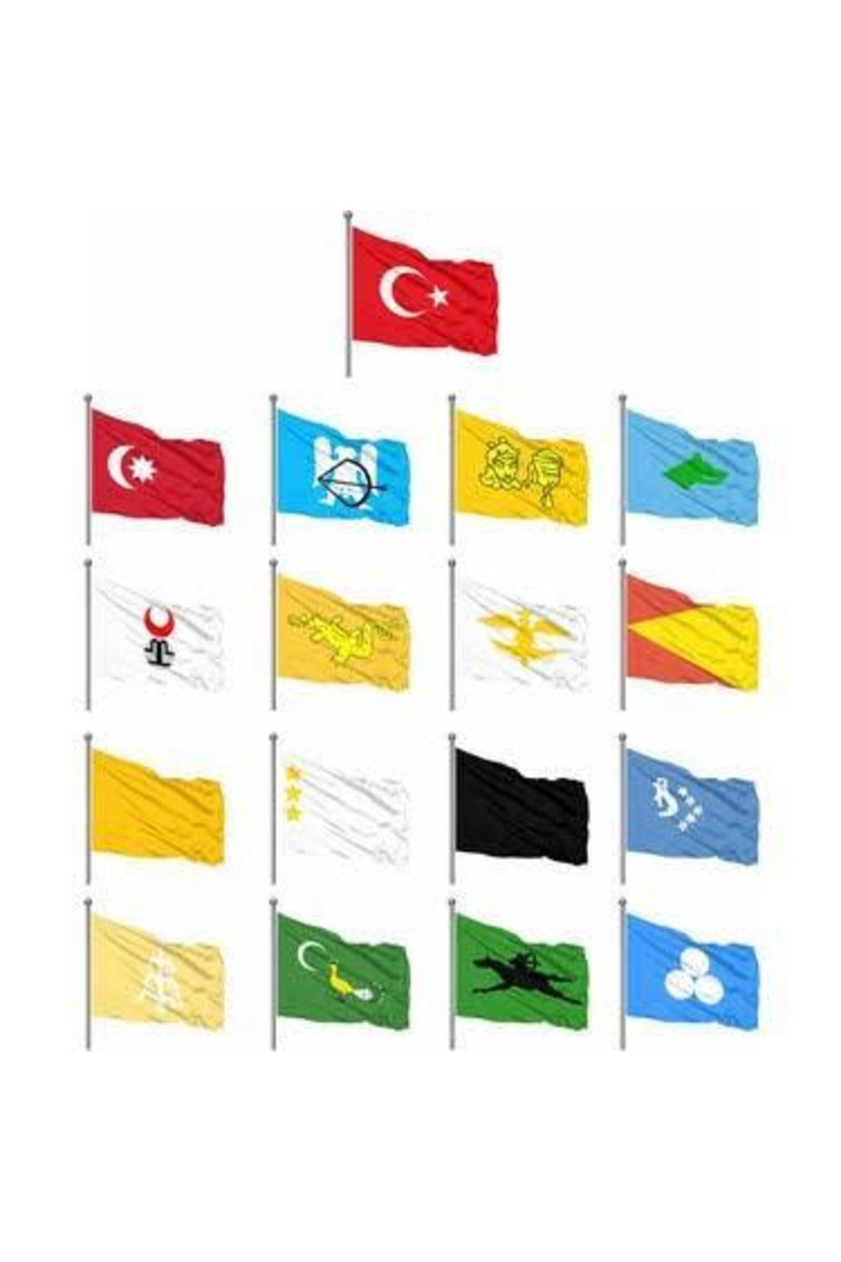 hazar bayrak Eski Türk Devletleri Bayrağı 17li 50x75cm Sopali