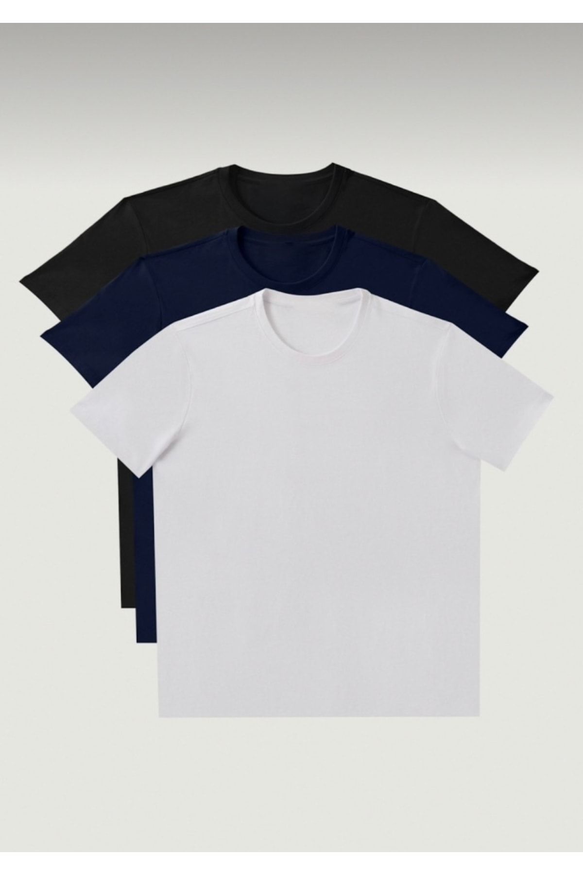JAKARLI Unisex 3’lü Hazır Paket Siyah - Lacivert- Beyaz - Oversize T-shirt
