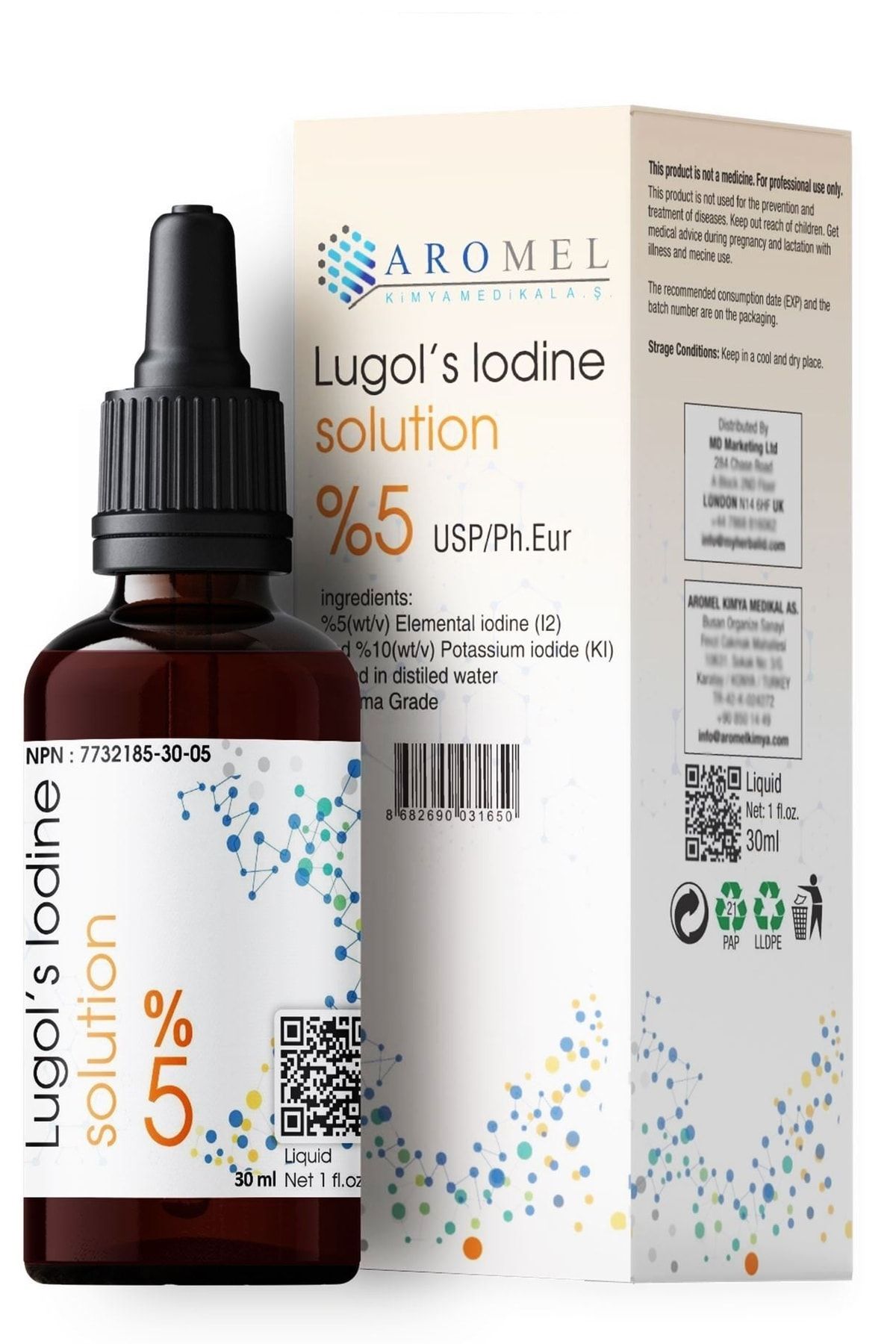 Aromel Lugol %5 Lik | 30 ml | Iyot Damlası | Lügol Çözeltisi