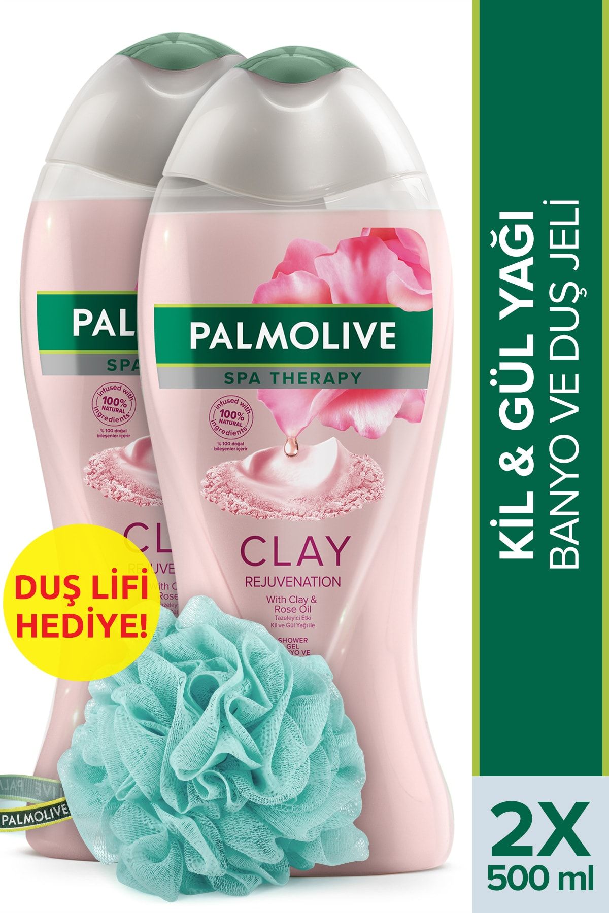 Palmolive Spa Therapy Clay Rejuvanation Banyo ve Duş Jeli 500 ml x 2 Adet + Duş Lifi Hediye