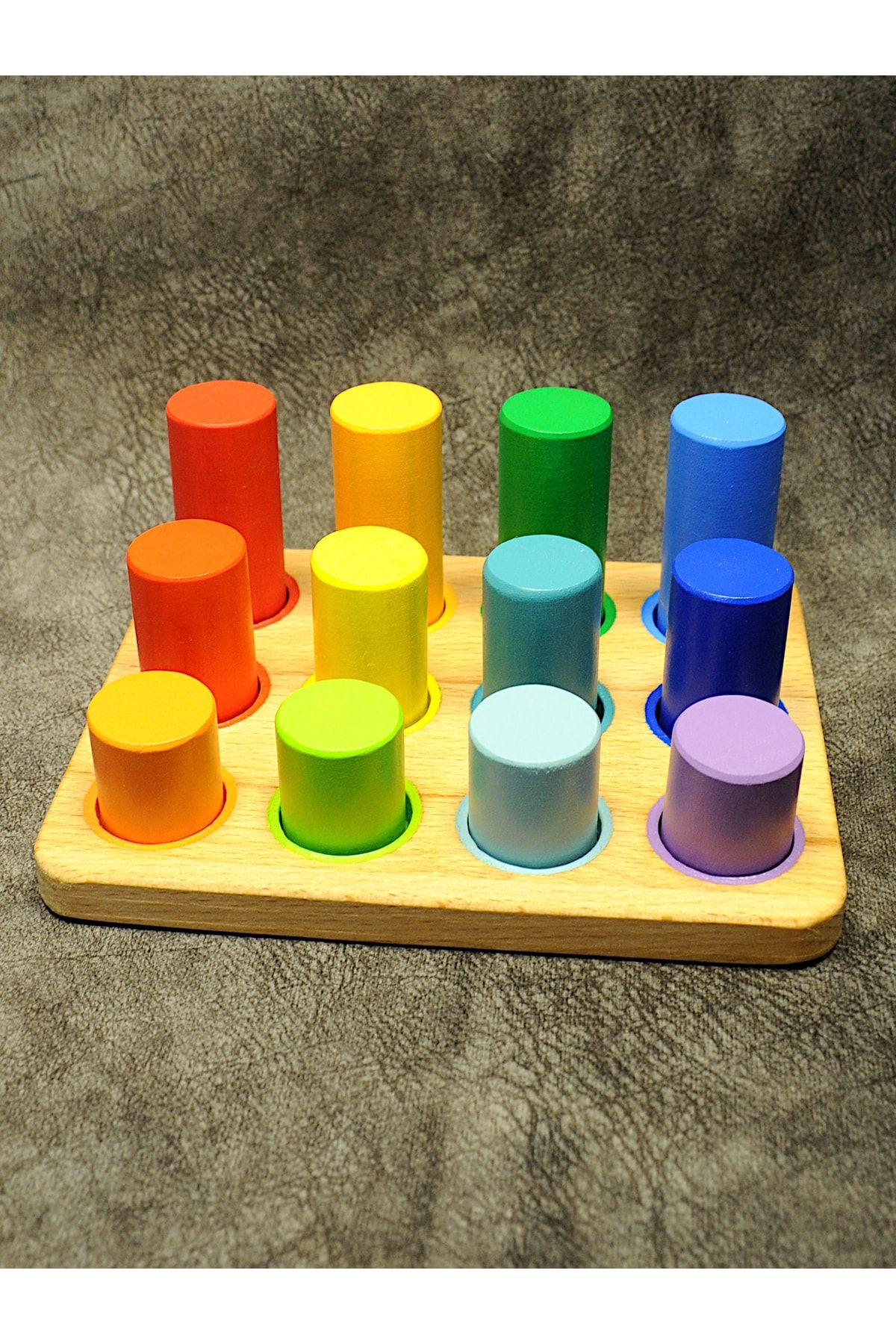 qetum Montessori Tablalı Silindirli Renk Eşleştirme Oyunu