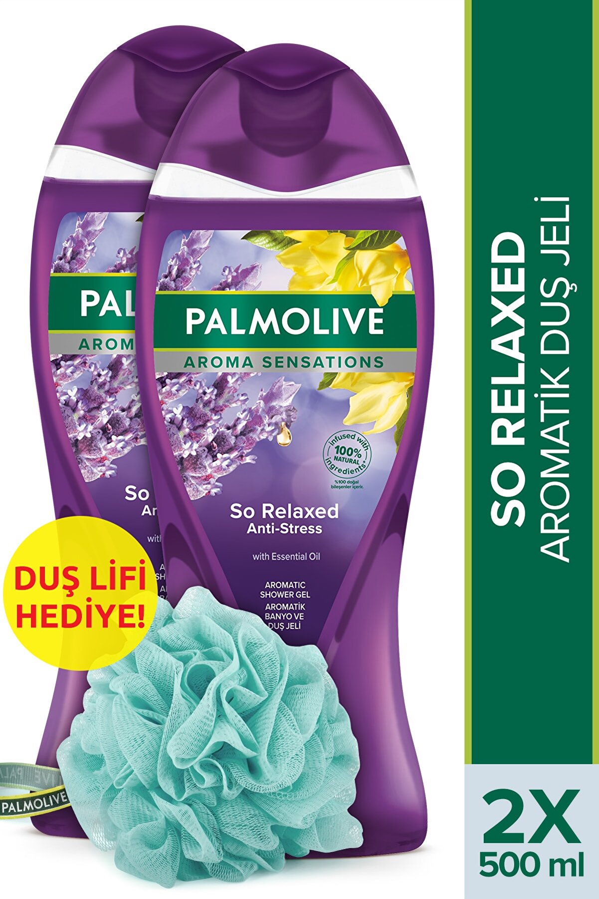 Palmolive Aroma Sensations So Relaxed Aromatik Banyo ve Duş Jeli 500 ml x 2 Adet + Duş Lifi Hediye