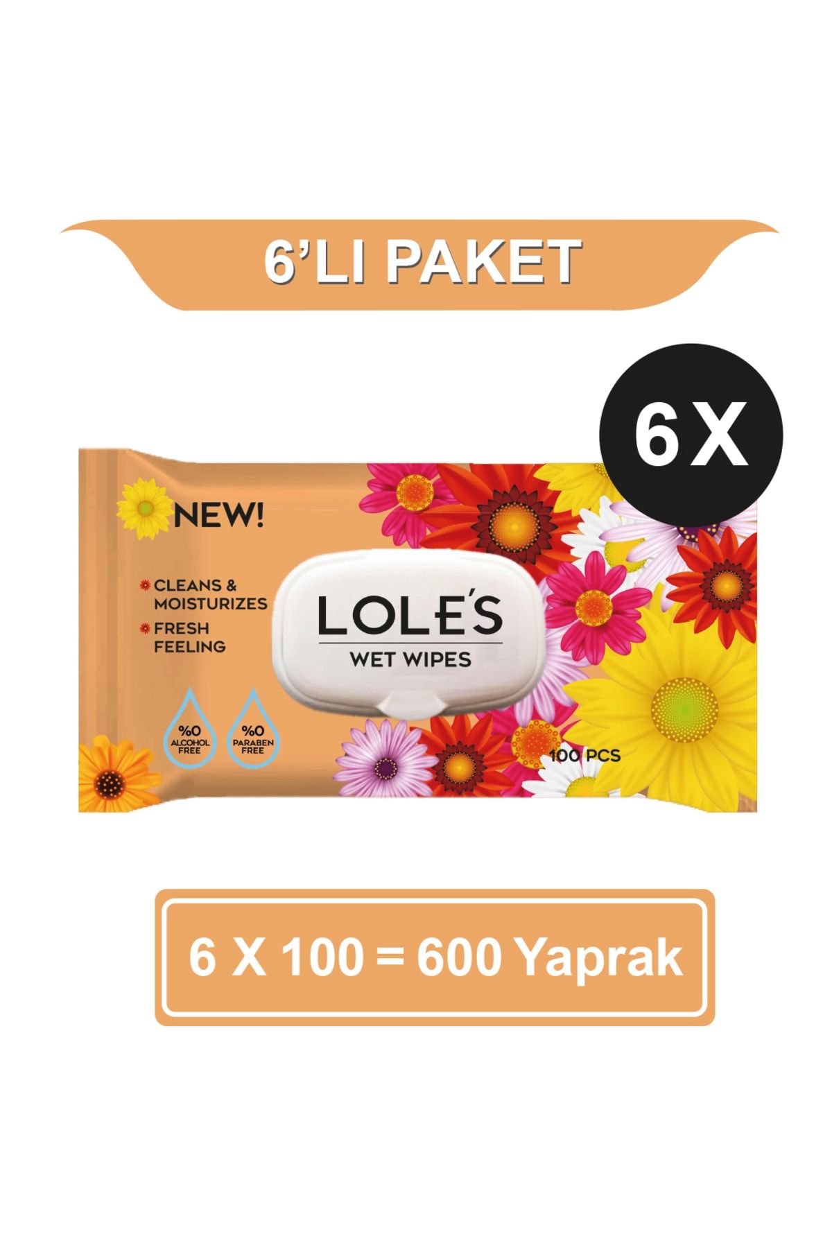Lole's Genel Kullanım Islak Mendil 6x100 Adet 600 Yaprak
