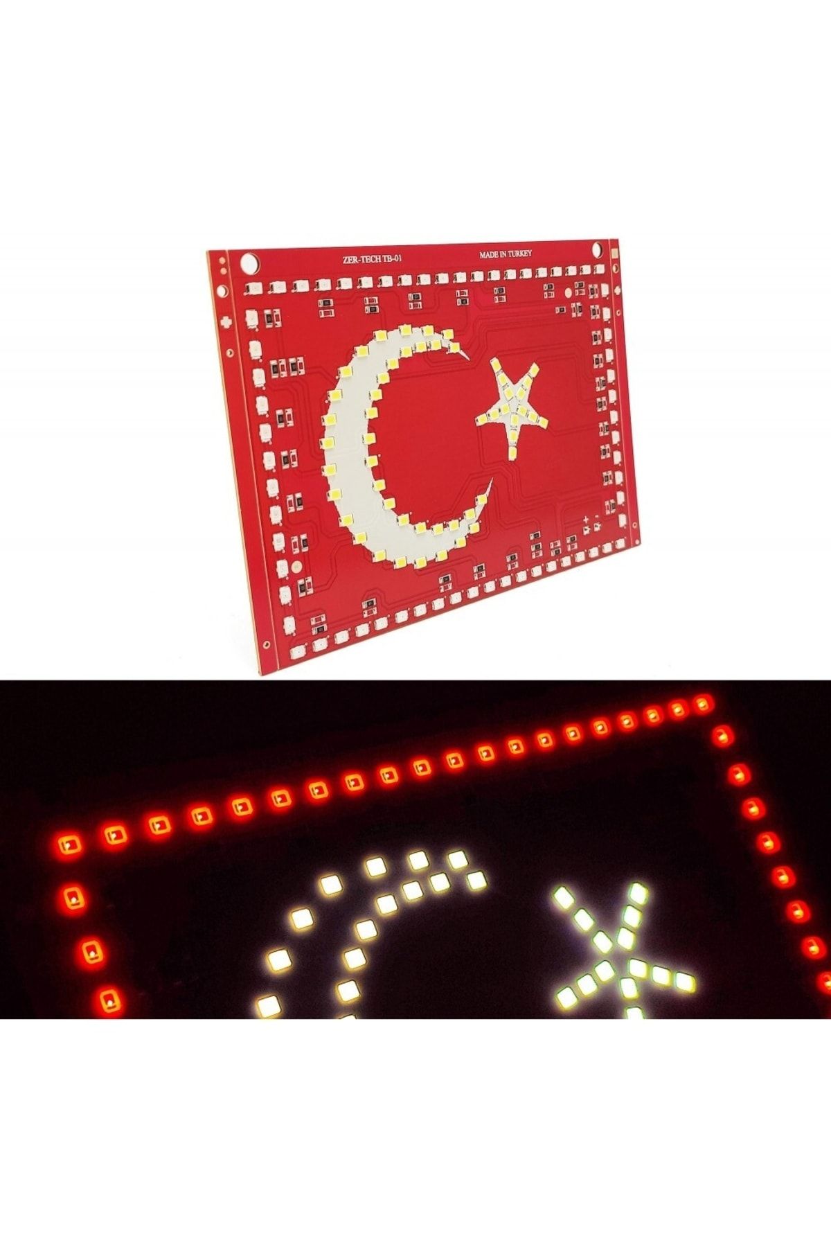 AHMET OTOMOTİV Türk Bayrağı Ay Yıldız Bayrak Led Işıklı Panel Tabela - 24 Volt