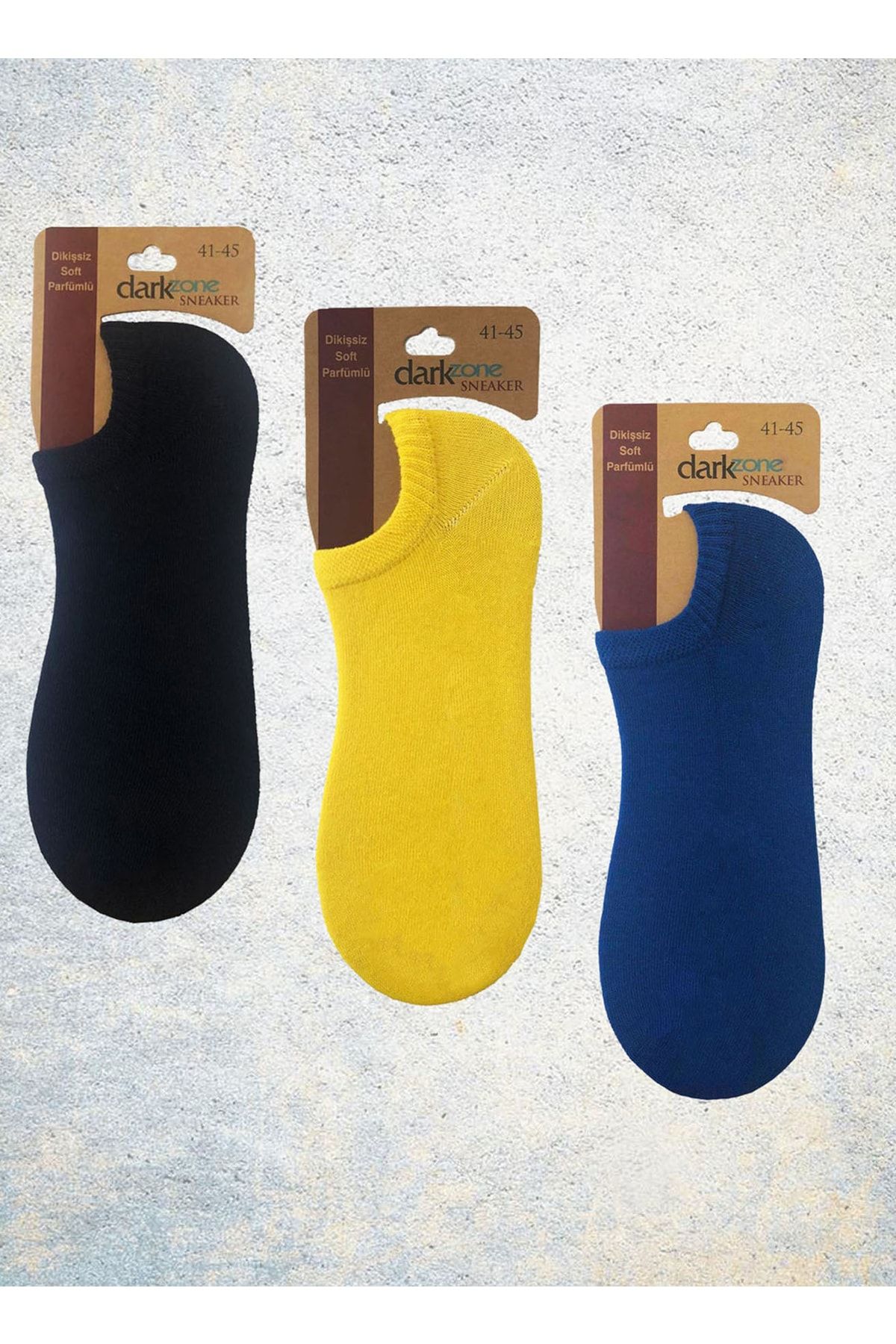 Darkzone Erkek Siyah Sarı Mavi Soket Çorap 3' Lü Paket- DZCP3105