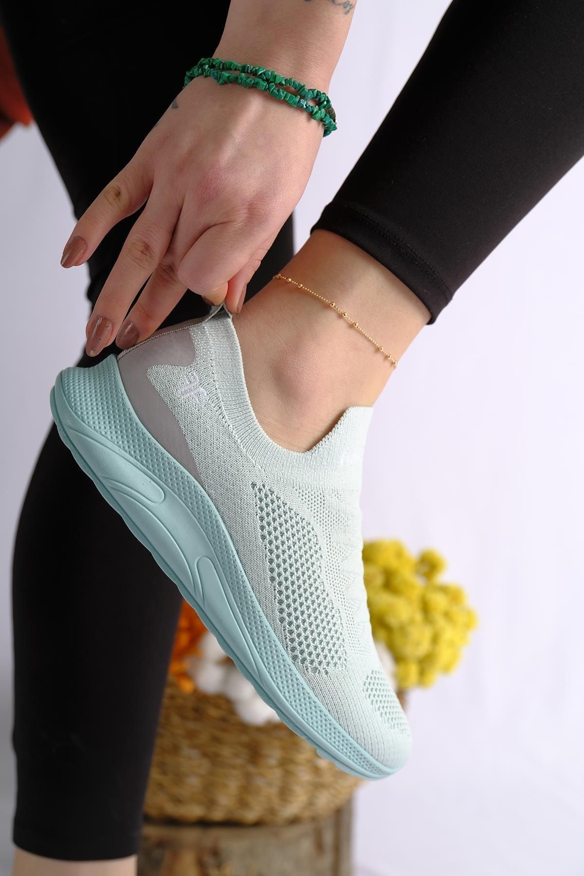 Oksit Yeşil - Fleur Slip On Nefes Alabilen Kadın Sneaker