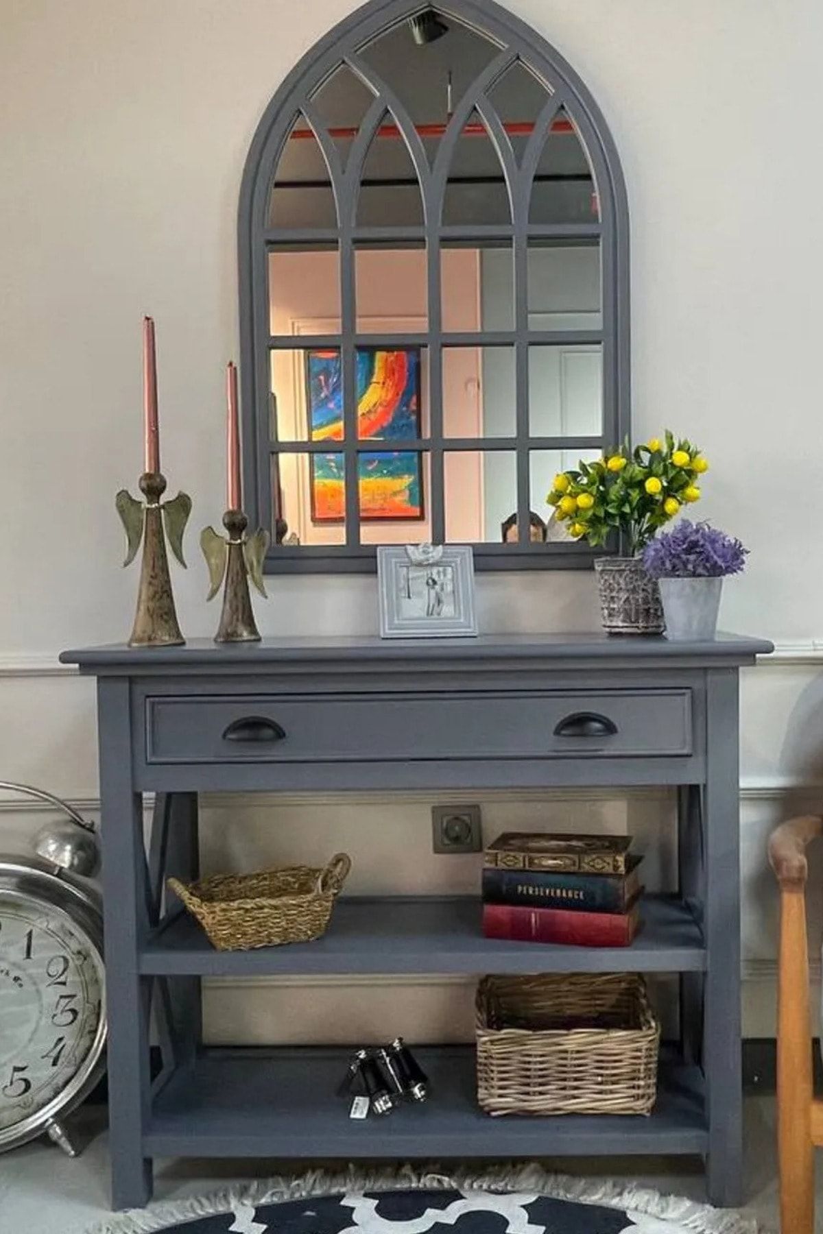 Albero Home Vinca Gri Dresuar Ayna Takım - Large