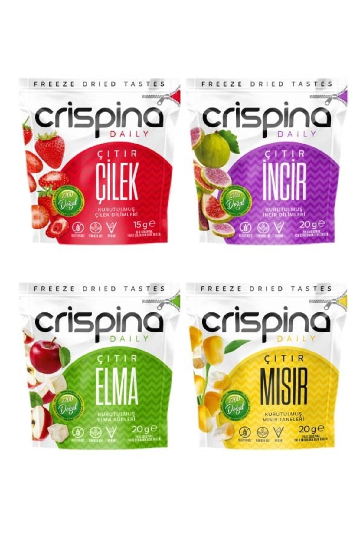 Crispina Kurutulmuş Çıtır Atıştırmalık Dörtlüsü (FREEZE DRİED) Sağlıklı Atıştırmalıklar , Glutensiz , Vegan