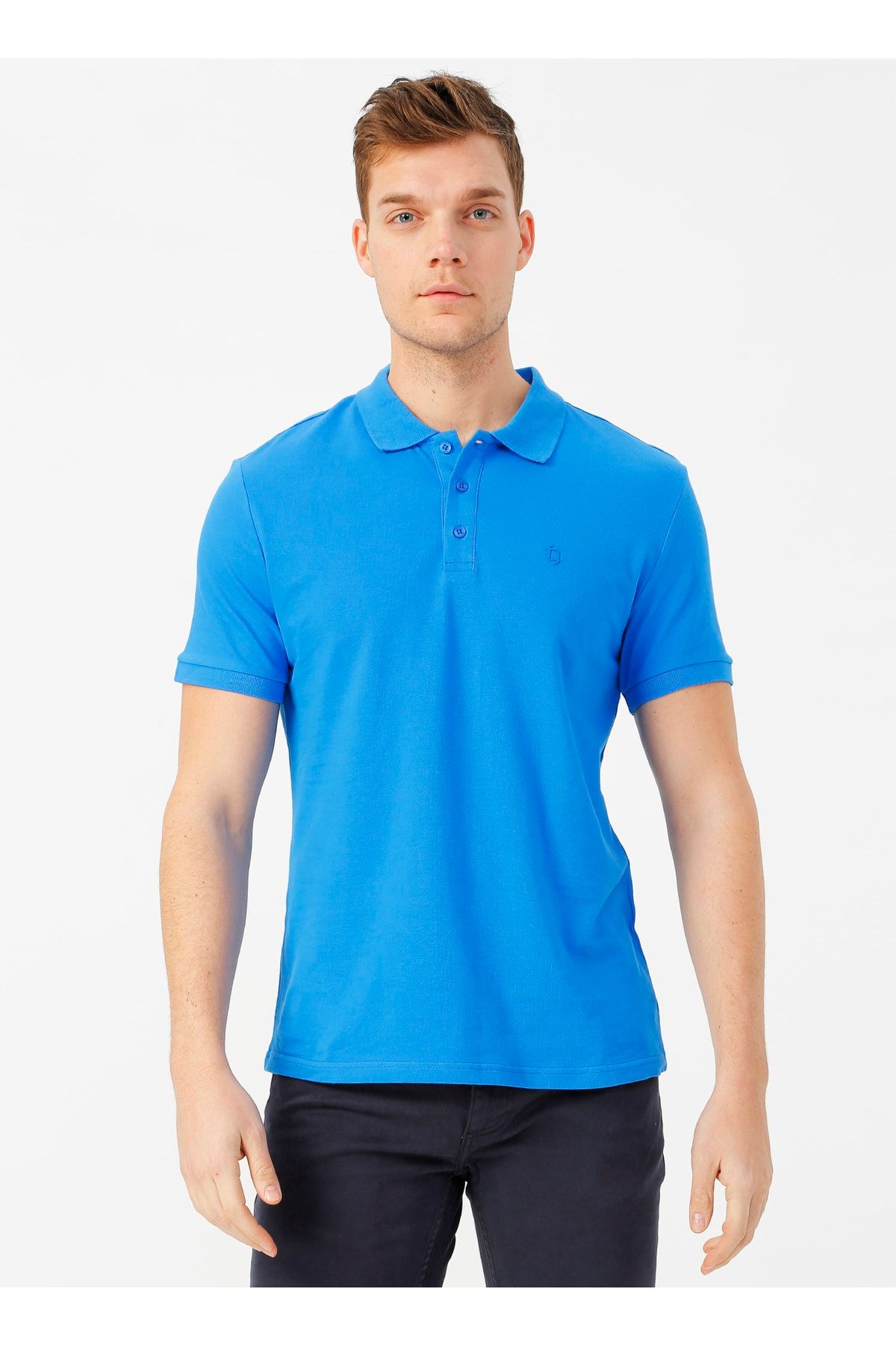 Fabrika Basic Düz Saks Erkek Polo T-shirt - Legolas